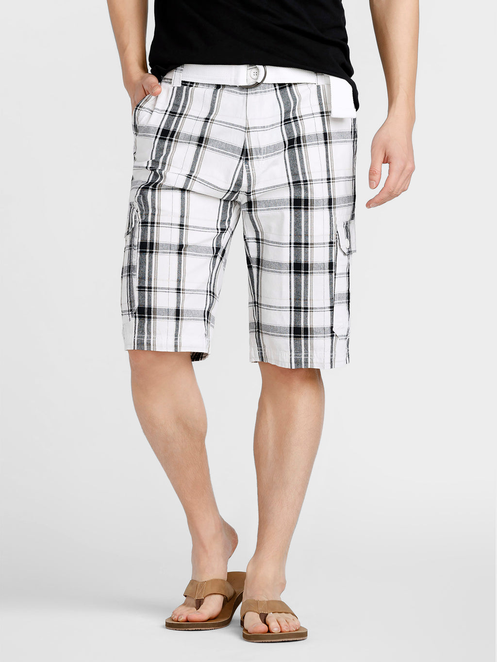 thumbnail image 2 of Men's Plaid Cargo Shorts - Lightweight Checkered Multi-Pocket Casual Shorts By DBFL 2 of 5