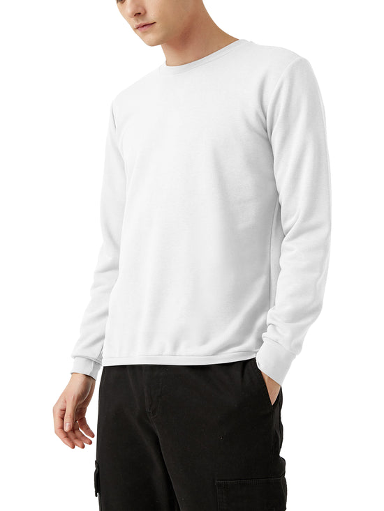 Men’s Garment Dyed Organic Cotton Long Sleeve T Shirt in White - Hat and Beyond blank tee