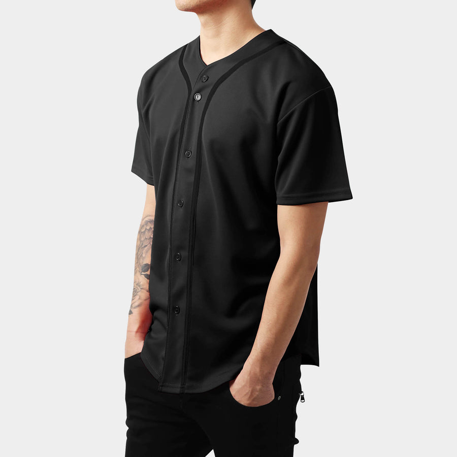 Men’s Button Down Baseball Jersey in mlb shops_baseball jersey_mlb store_mlb jerseys_cheap baseball jerseys_cheap mlb jerseys_baseball jersey shirts_black baseball jersey_men_Black
