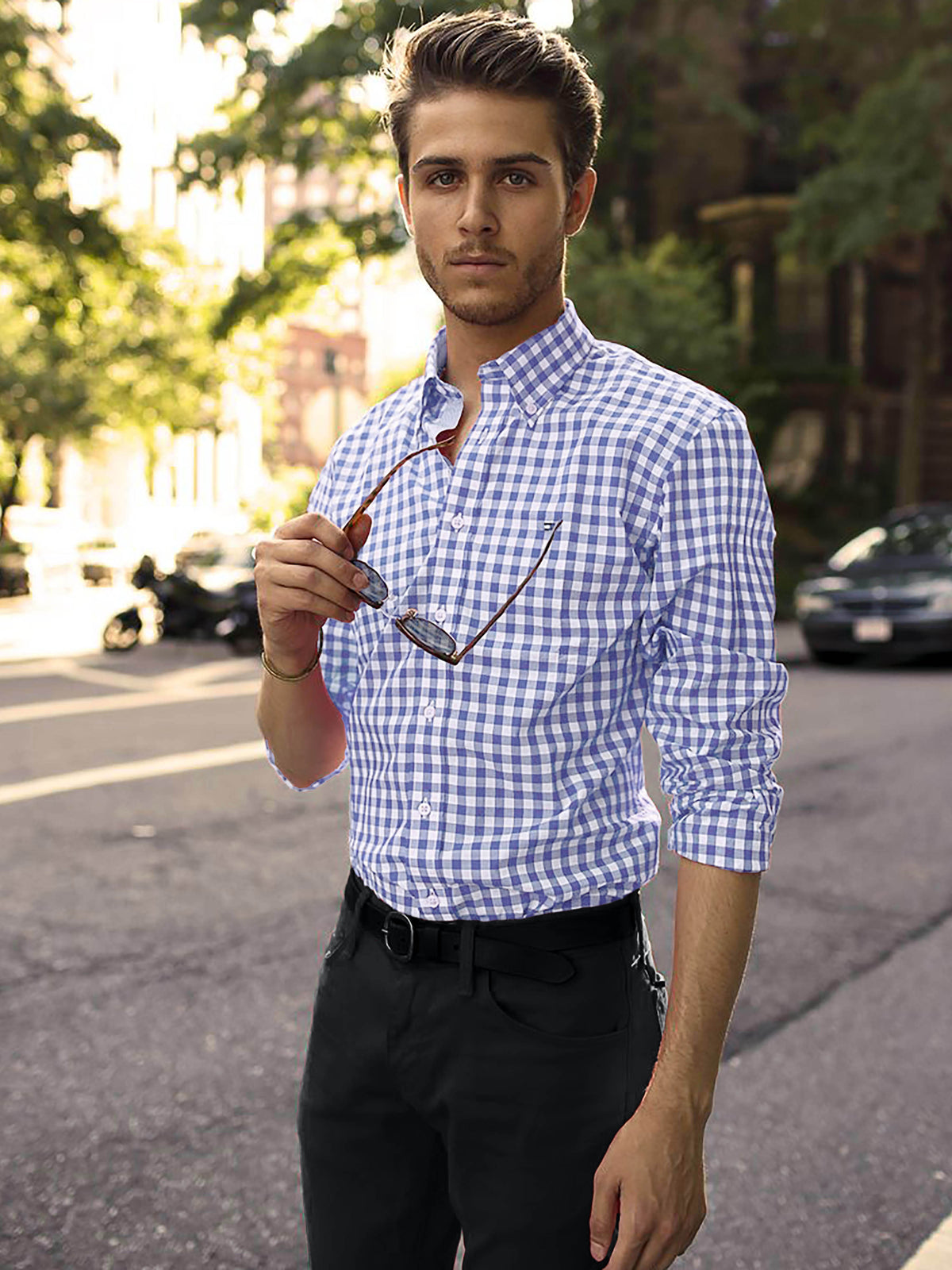 Men's Long Sleeve Button Down Shirt Blue – Wholesale Blank Dress Shirt | Hat and Beyond