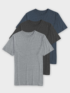 Mens Premium Lightweight Cotton Tri Blend Short Sleeve Crew Neck T Shirt 3-Pack