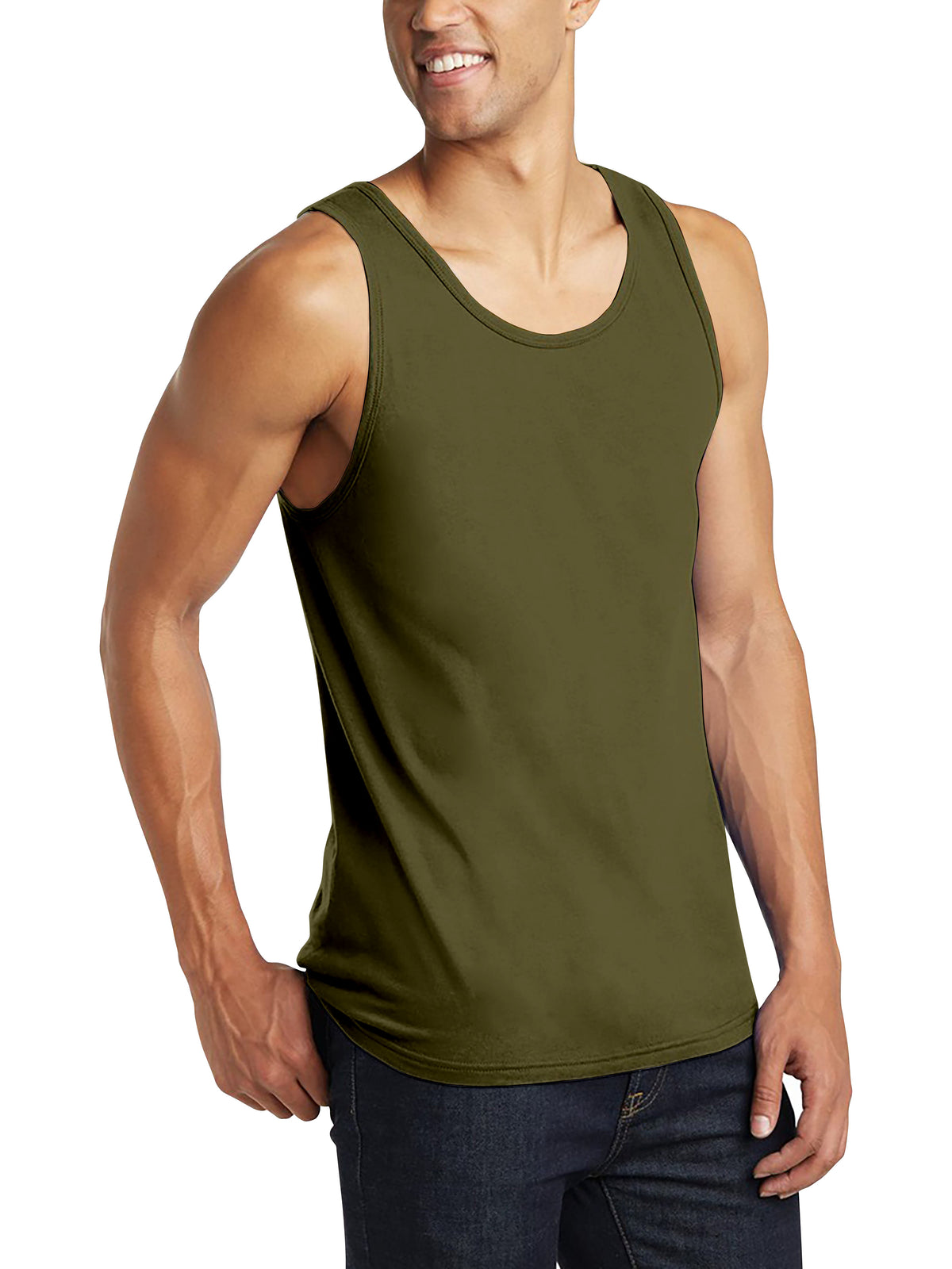 Men’s Tank Top in mens tanktops_bro tank tops_tanktop men_string tank tops_mens tank tops amazon_guys tank top_men in tank tops_athletic tank top_Military Green - Hat and Beyond ta