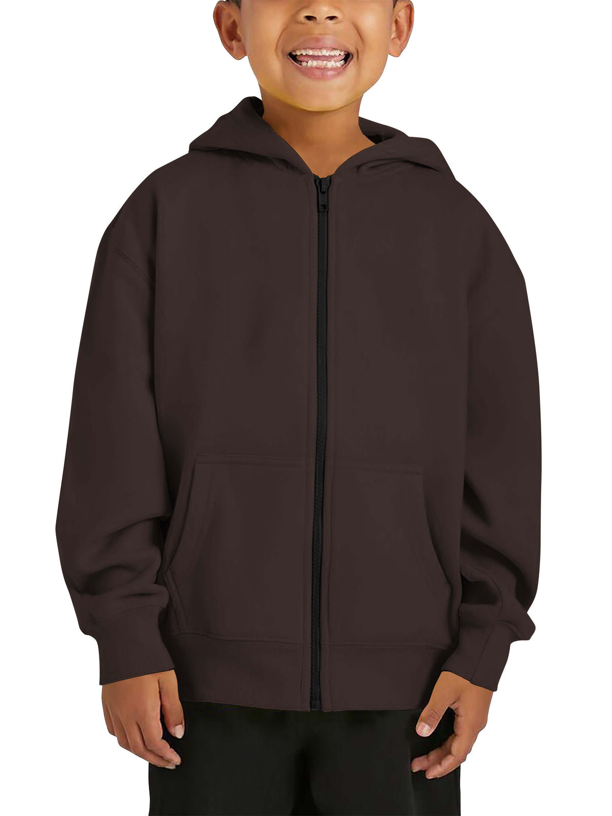 Kids’ Premium Zip Up Hoodie Jacket in Brown - Hat and Beyond hoodie