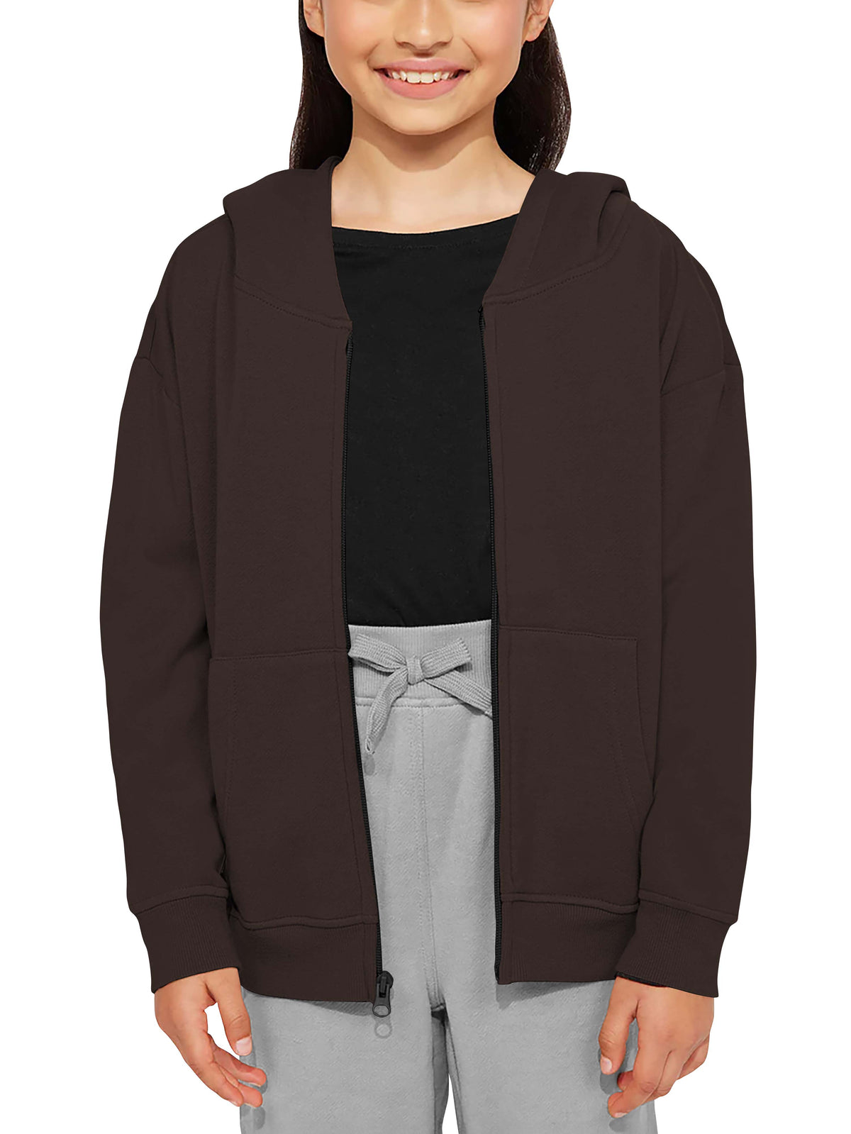 Kids’ Premium Zip Up Hoodie Jacket in Brown - Hat and Beyond hoodie