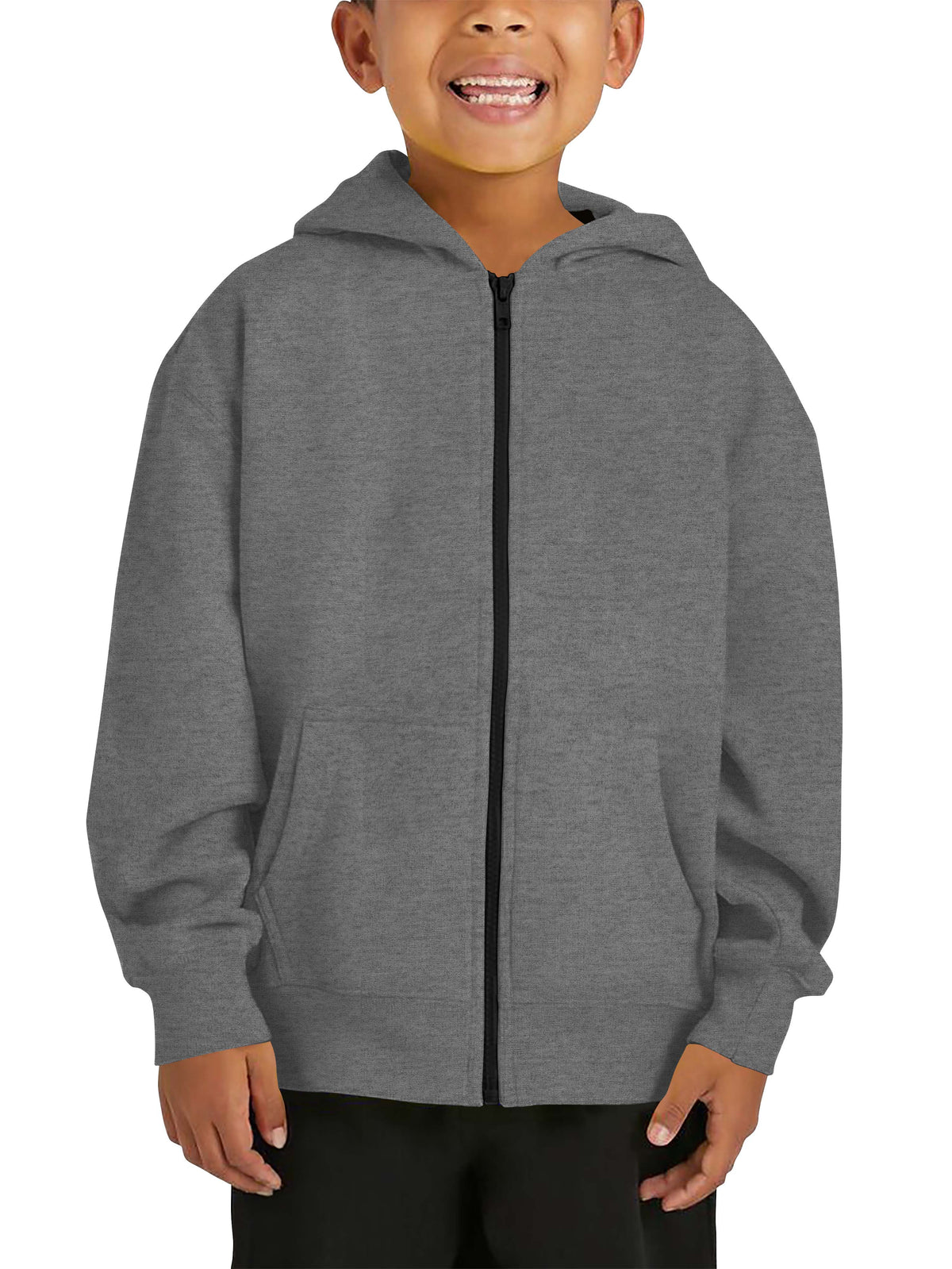 Kids’ Premium Zip Up Hoodie Jacket in Medium Gray - Hat and Beyond hoodie