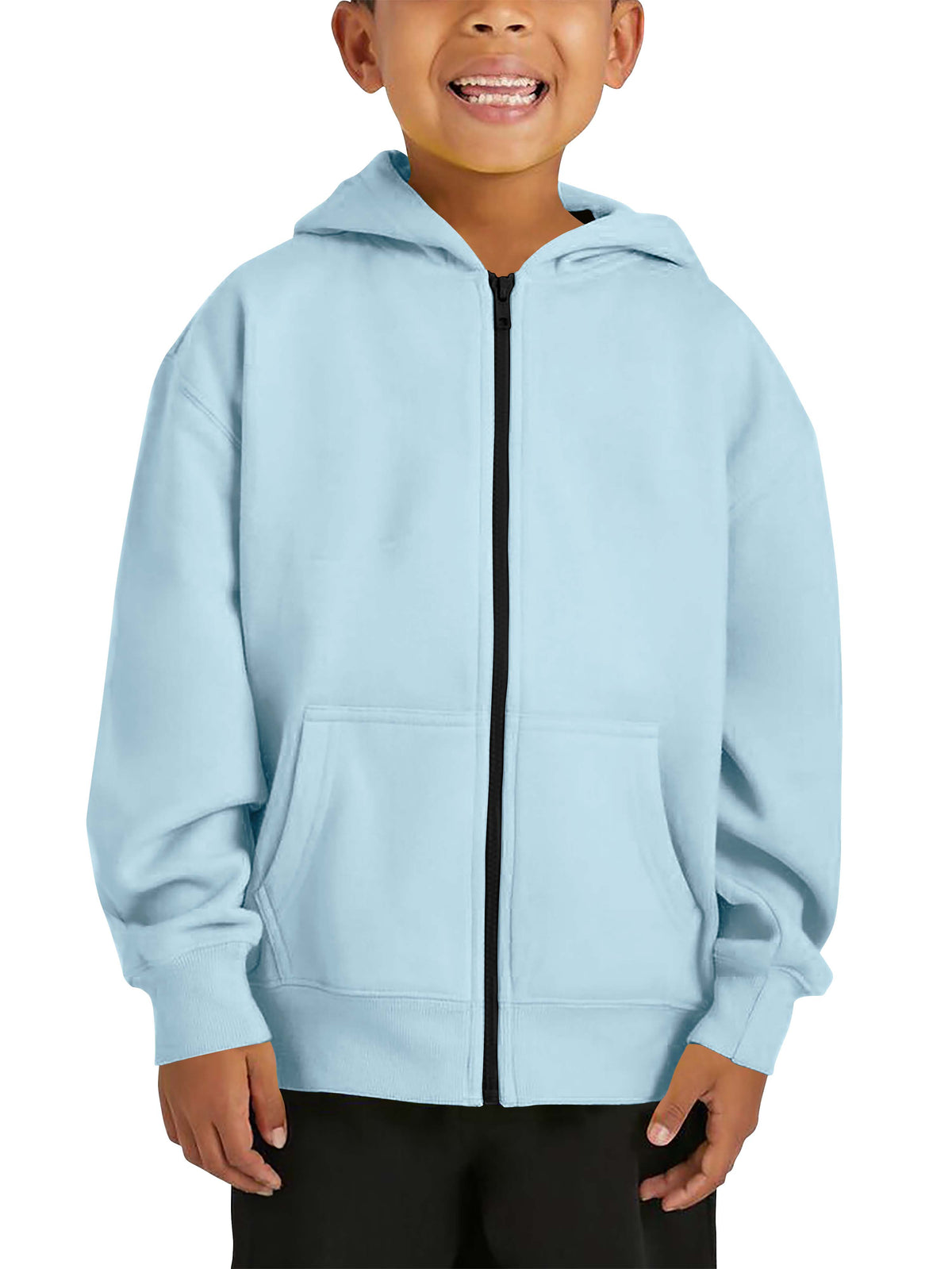 Kids’ Premium Zip Up Hoodie Jacket in Sky Blue - Hat and Beyond hoodie