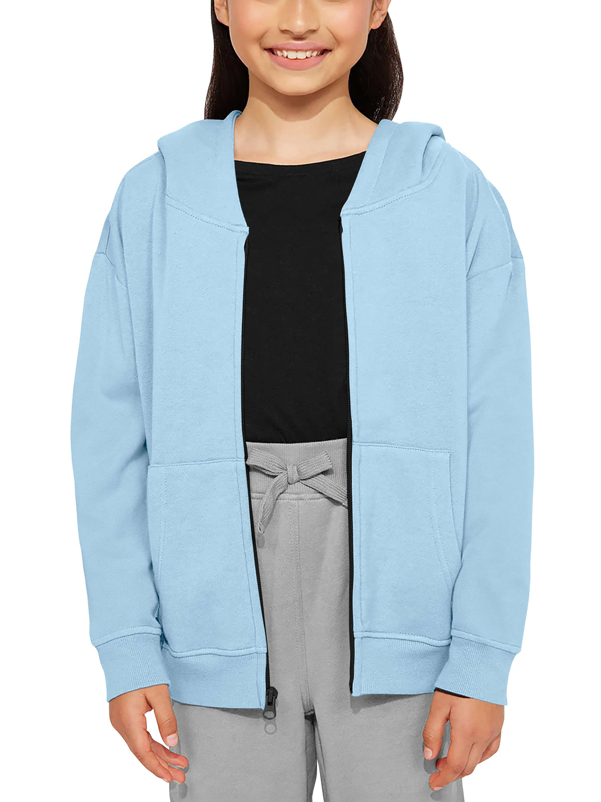 Kids’ Premium Zip Up Hoodie Jacket in Sky Blue - Hat and Beyond hoodie