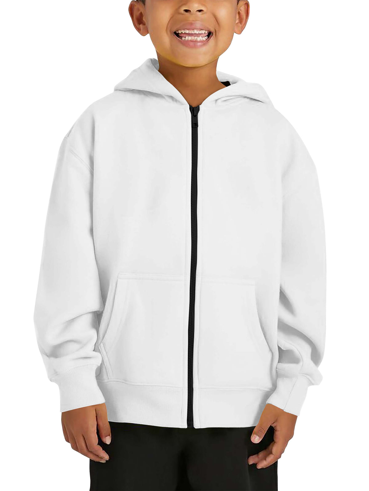 Kids’ Premium Zip Up Hoodie Jacket in White - Hat and Beyond hoodie
