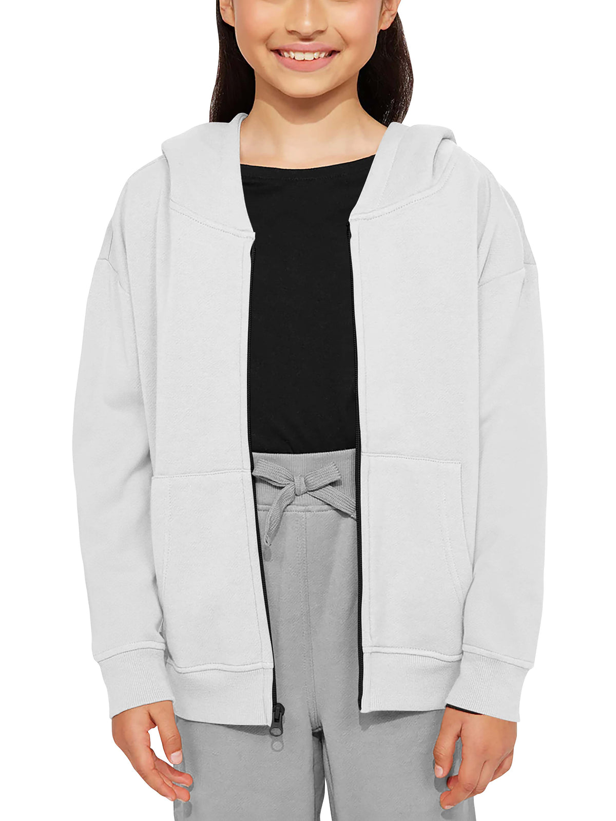 Kids’ Premium Zip Up Hoodie Jacket in White - Hat and Beyond hoodie