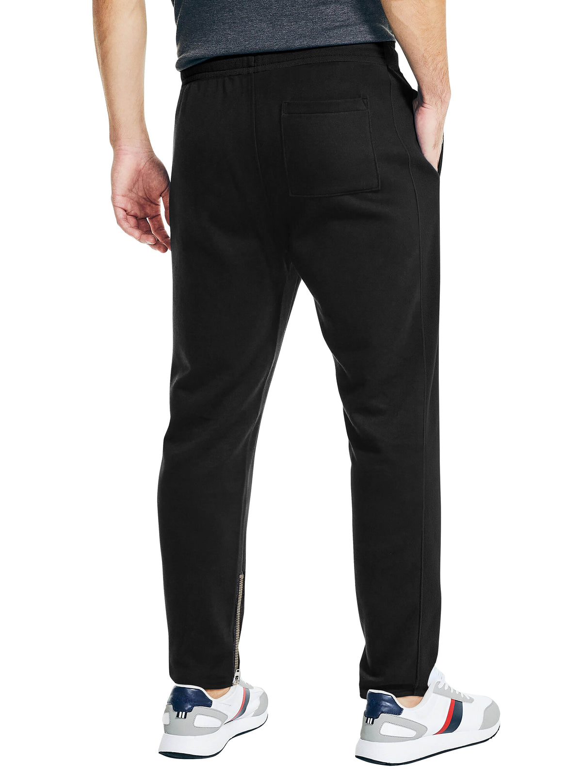 Men’s Premium Jersey Track Pants in Black/Black - Hat and Beyond fleece joggers