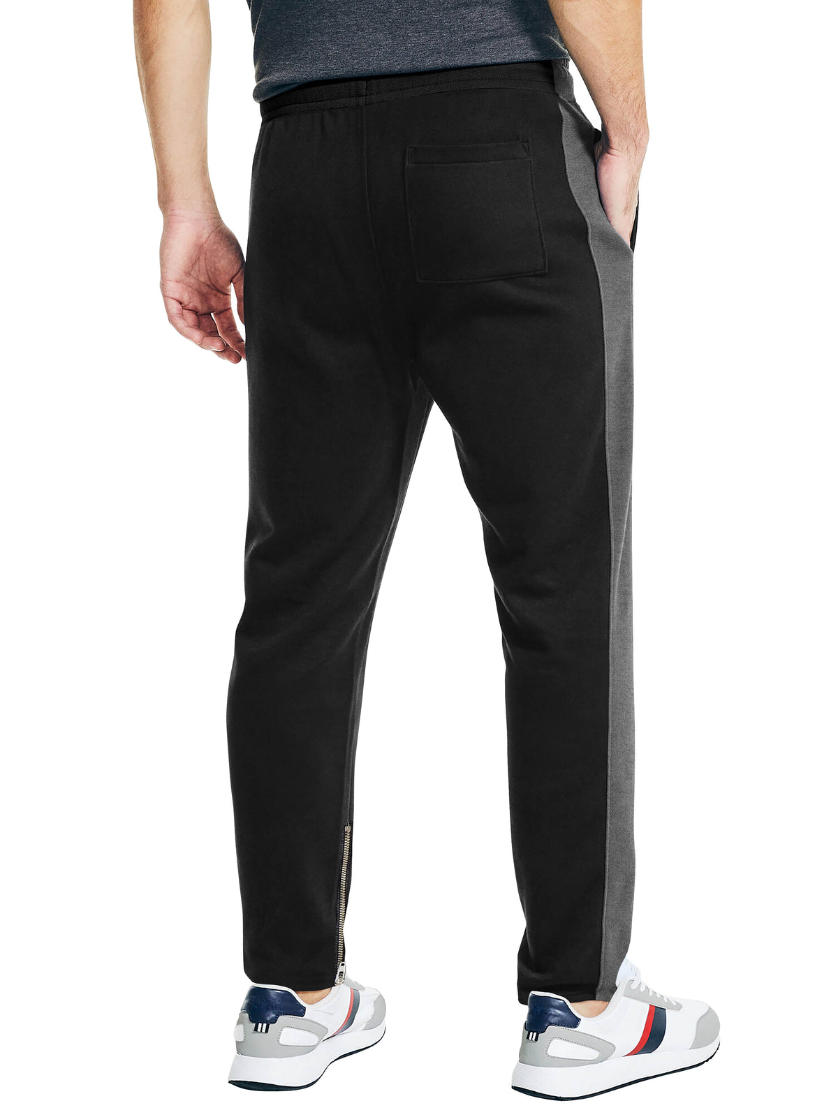 Men’s Premium Jersey Track Pants in Black/Charcoal - Hat and Beyond fleece joggers