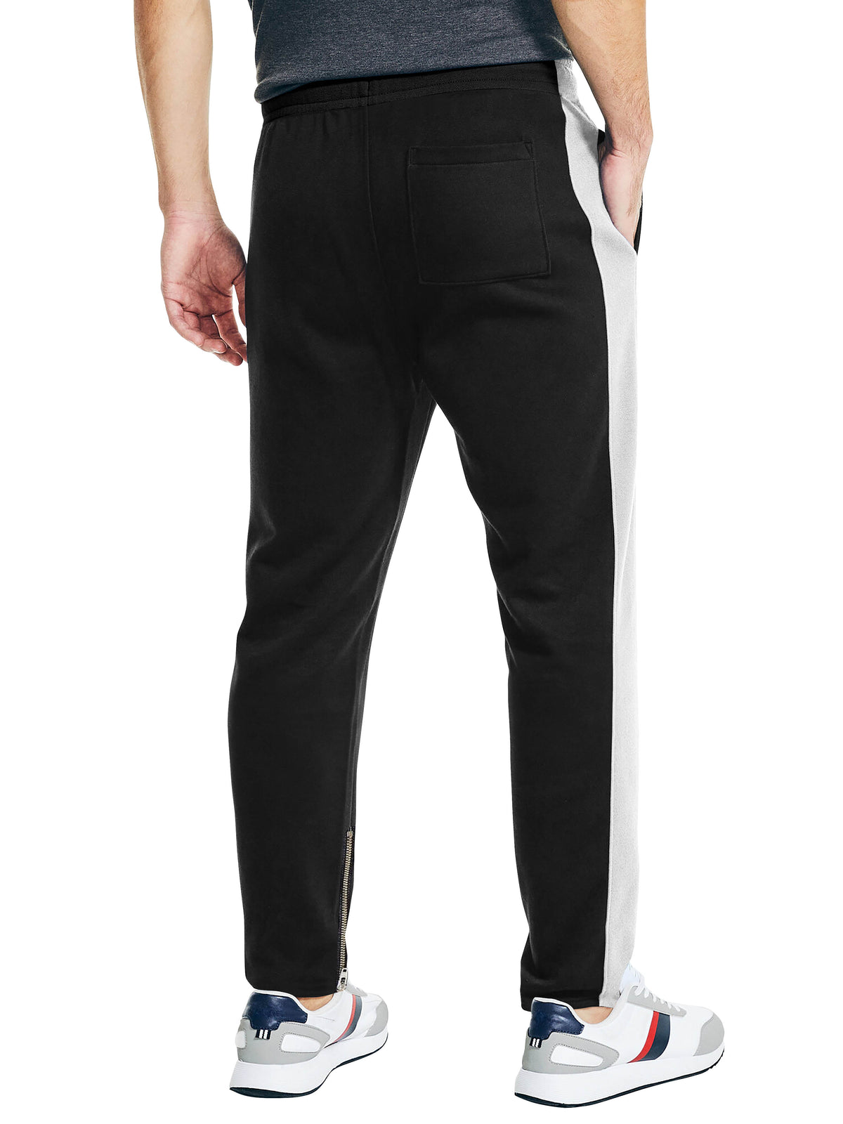Men’s Premium Jersey Track Pants in Black/White - Hat and Beyond fleece joggers
