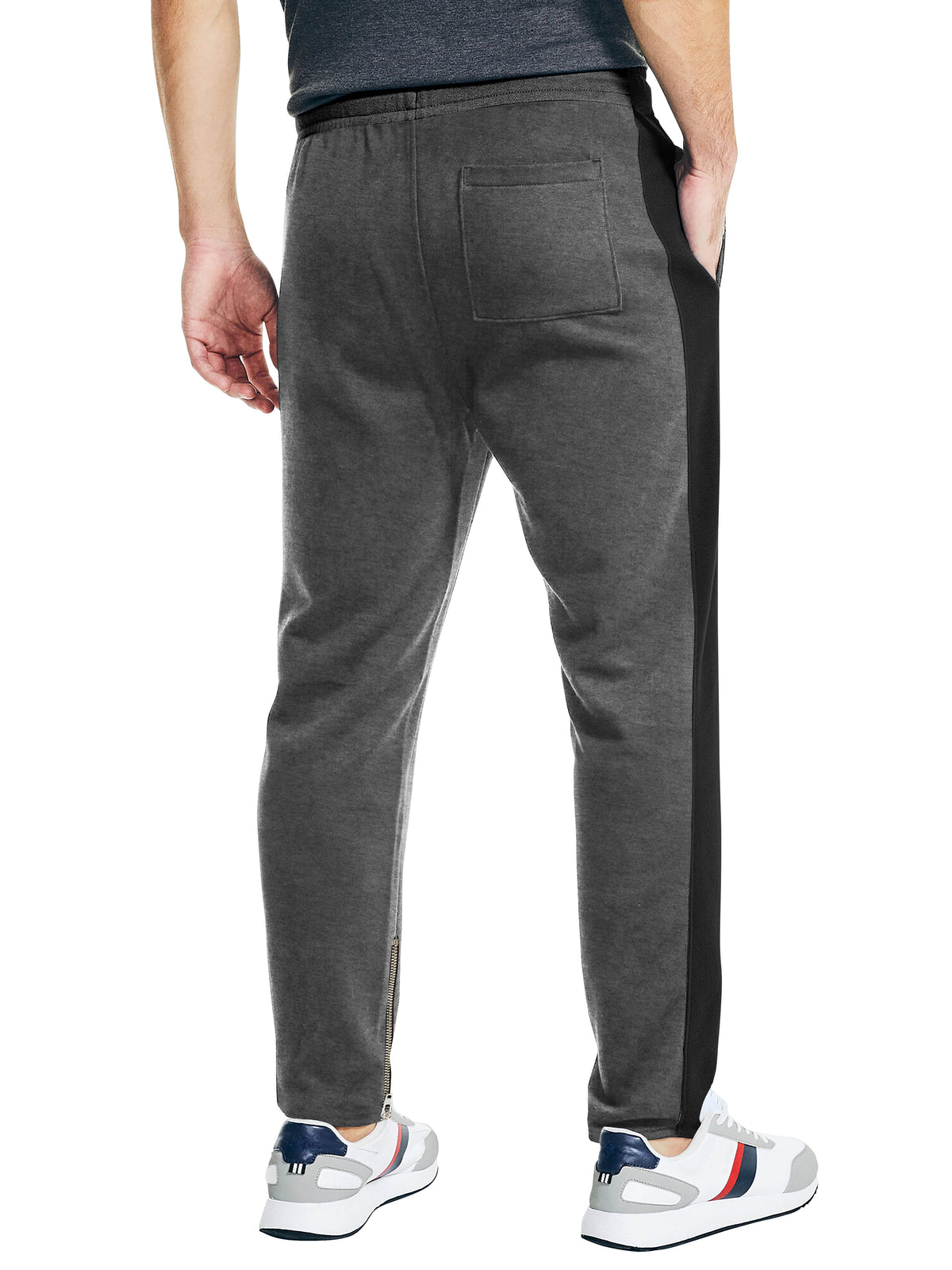 Men’s Premium Jersey Track Pants in Charcoal/Black - Hat and Beyond fleece joggers