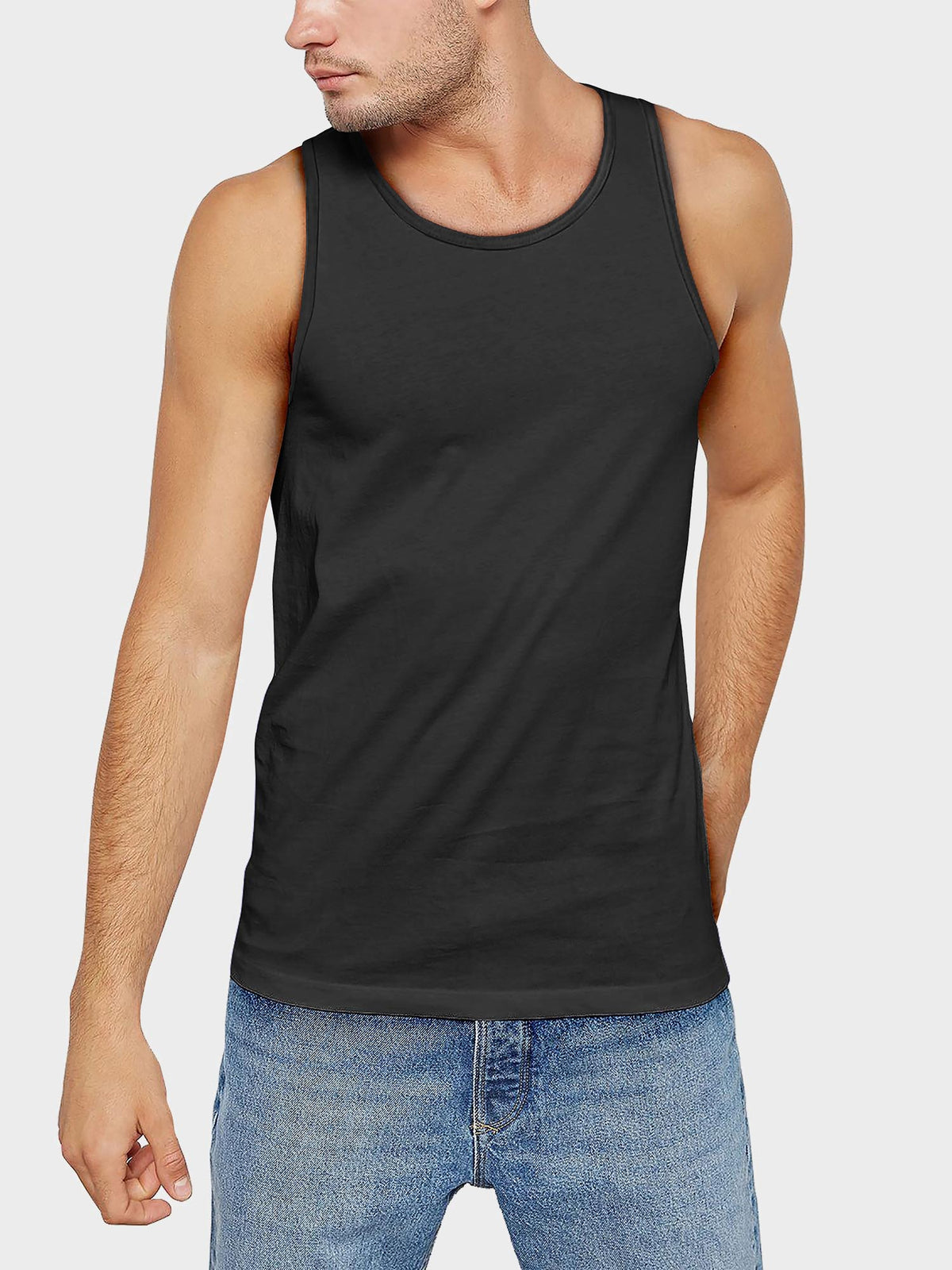 Men's Muscle Fit Sleeveless Tank Top Black – Wholesale Blank Muscle Fit Tank | Hat and Beyond