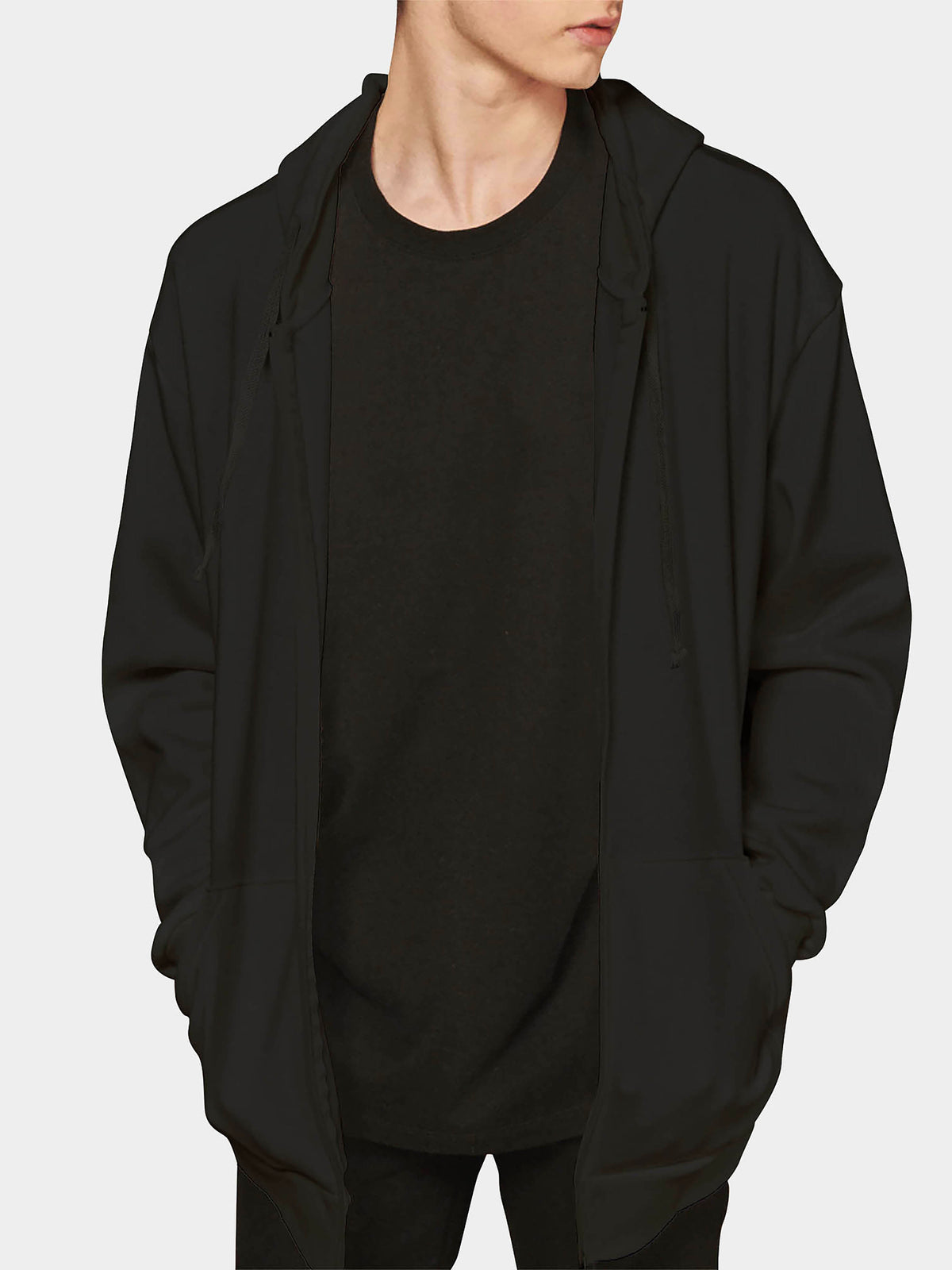 Men's Zip Up Hoodie Black – Wholesale Blank Full Zip Hoodie | Hat and Beyond