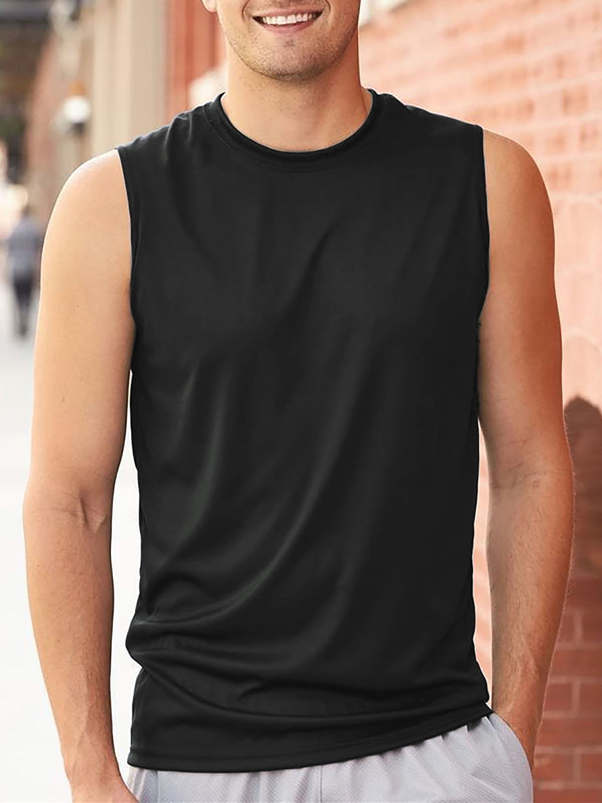 Men's Muscle Tank Top Black – Wholesale Blank Tank Top | Hat and Beyond