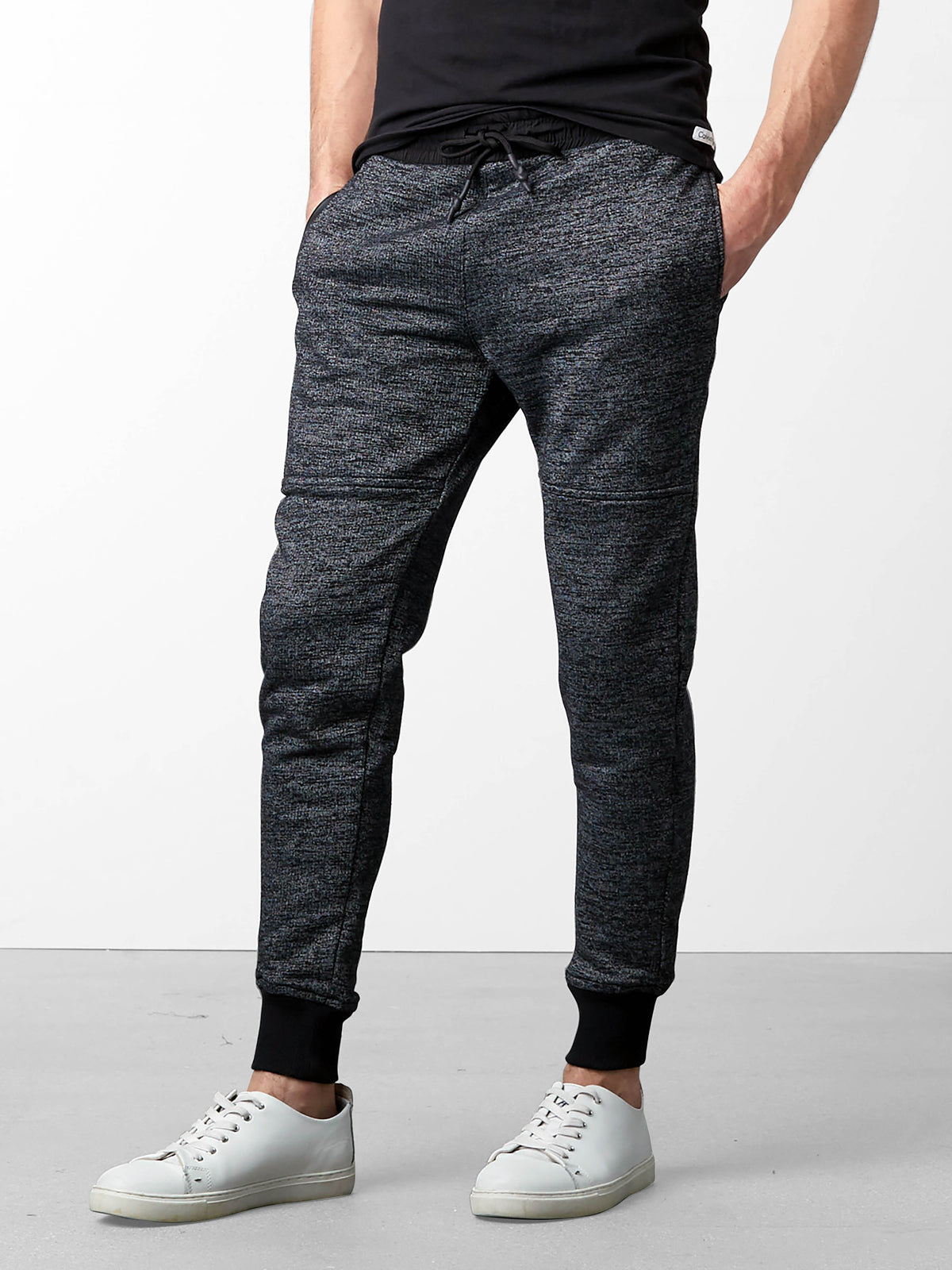 Men's Melange Joggers Black – Wholesale Blank Fleece Joggers | Hat and Beyond