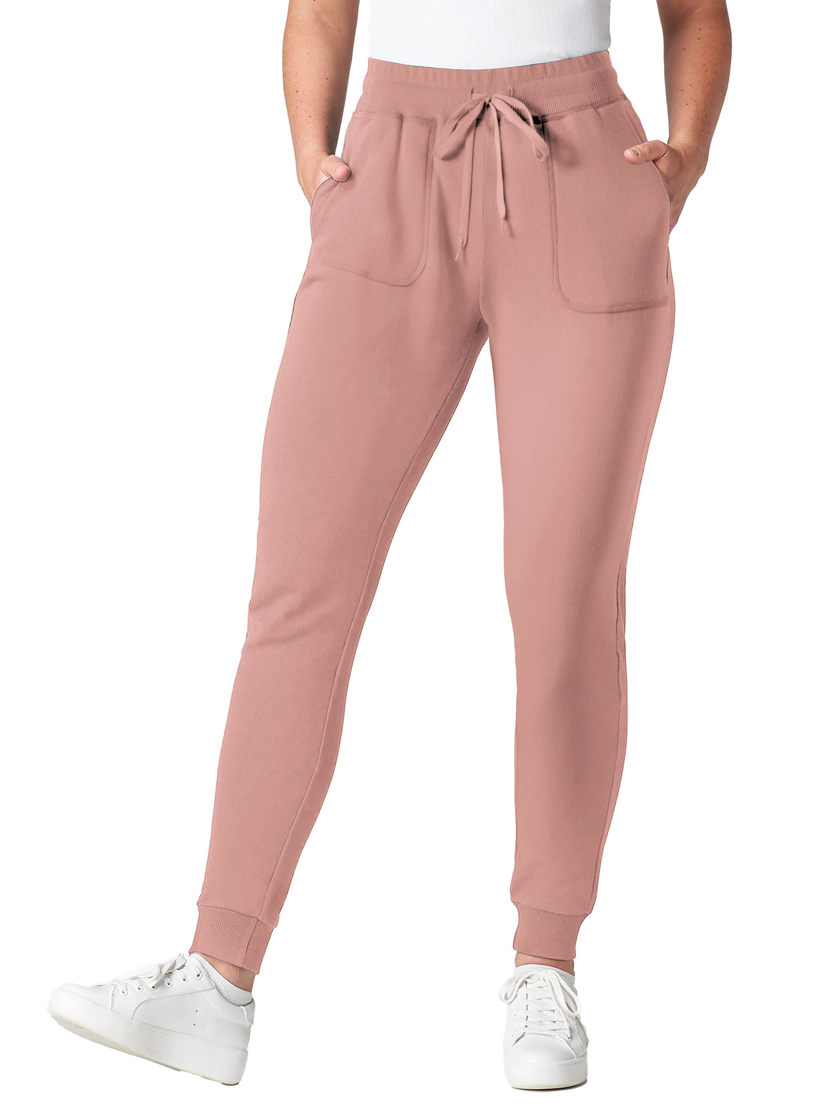 Women’s Fleece Sweatpants in Dusty Rose 2 - Hat and Beyond fleece joggers
