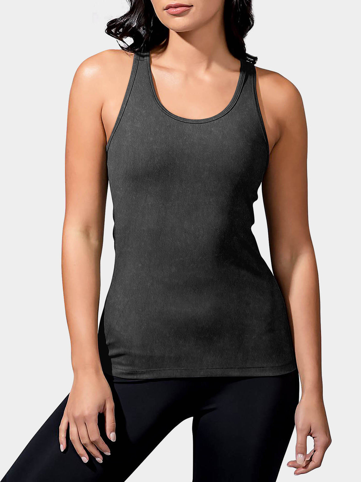 Women's Stone Washed Racerback Tank Mineral Black – Wholesale Blank Stone Wash Tank | Hat and Beyond