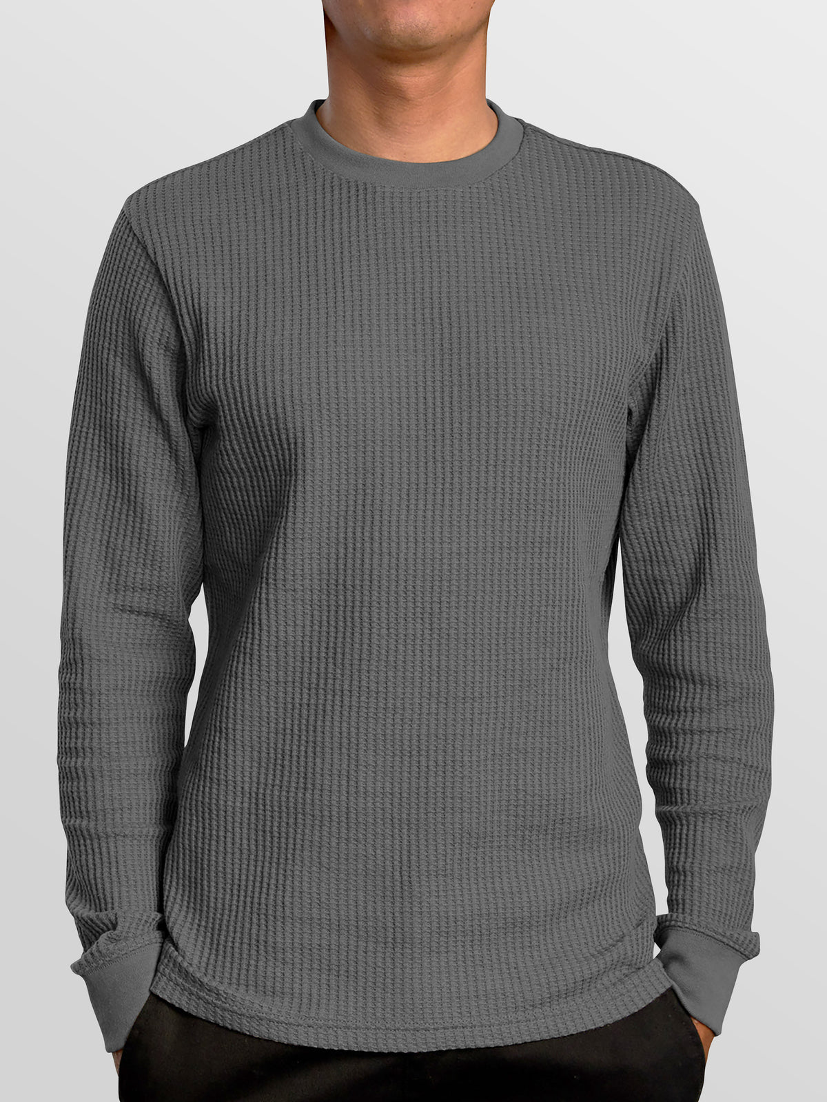 Men's Waffle Thermal Sweatshirt – Wholesale Blank Crew Neck Sweatshirt | Hat and Beyond