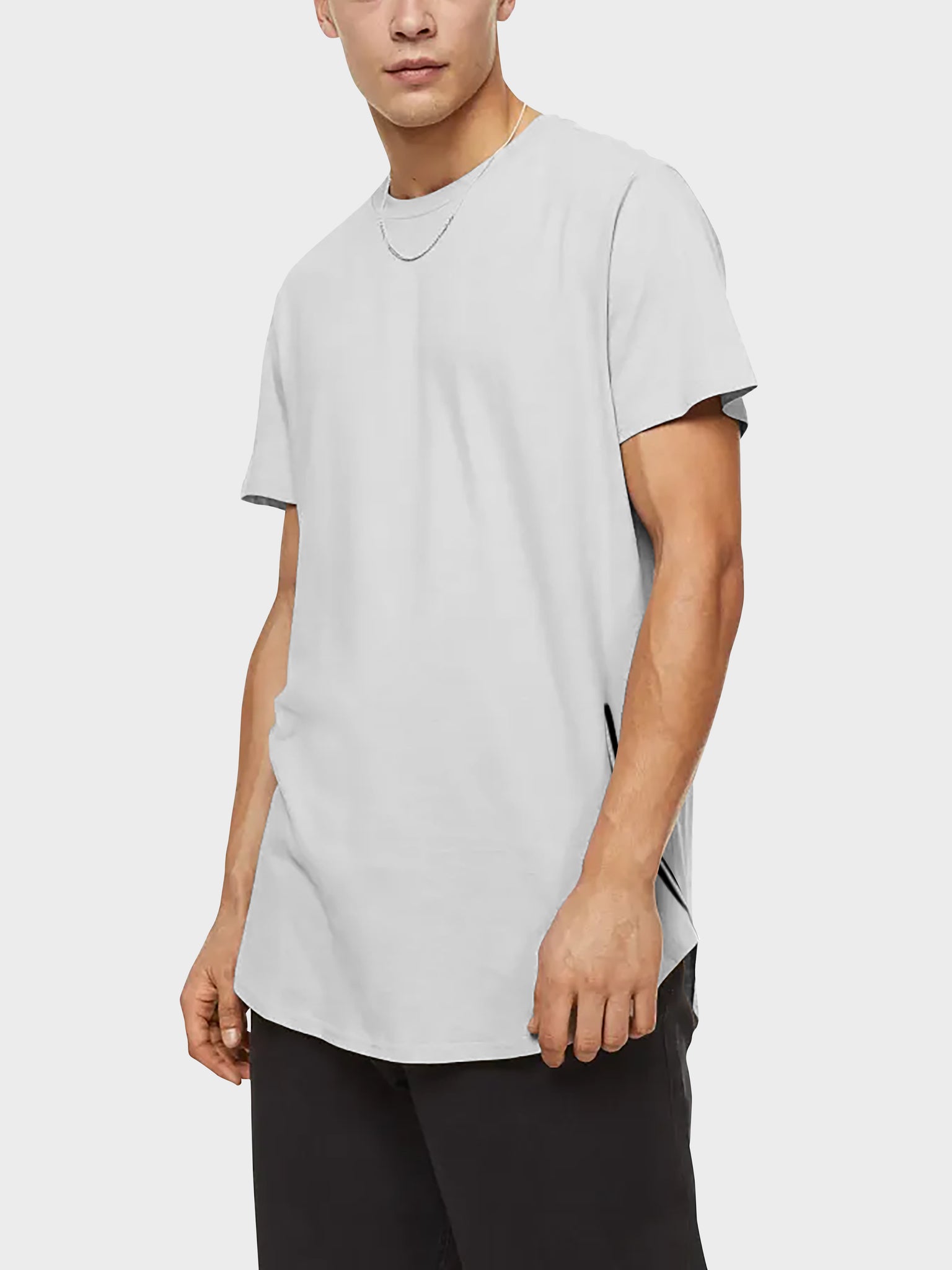 Mens Premium Hipster Longline T Shirts with Side Zipper - T-Shirt & Tank  Tops