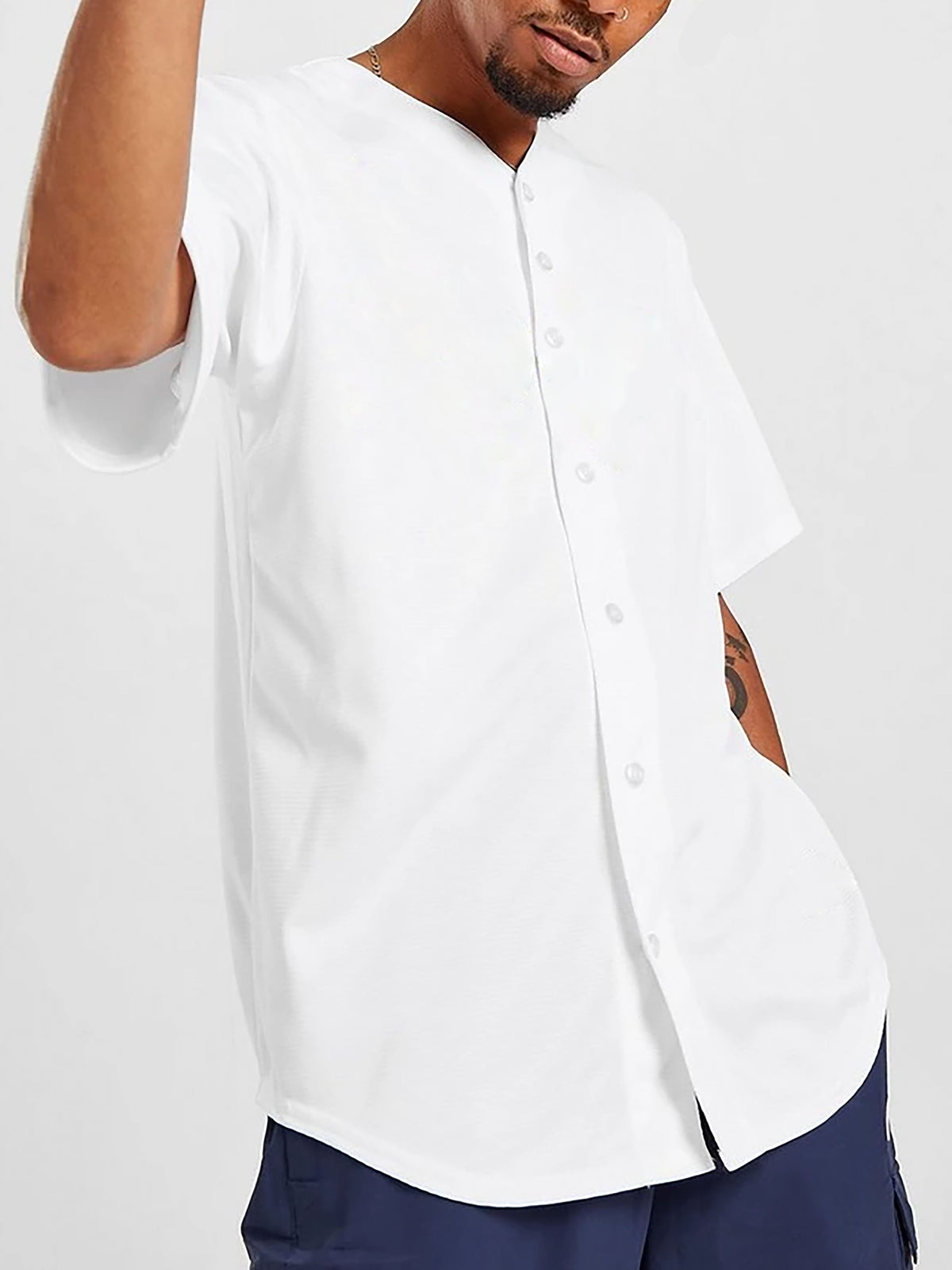 Men's Button Down Cotton Baseball Jersey Black – Wholesale Blank Baseball Jersey | Hat and Beyond