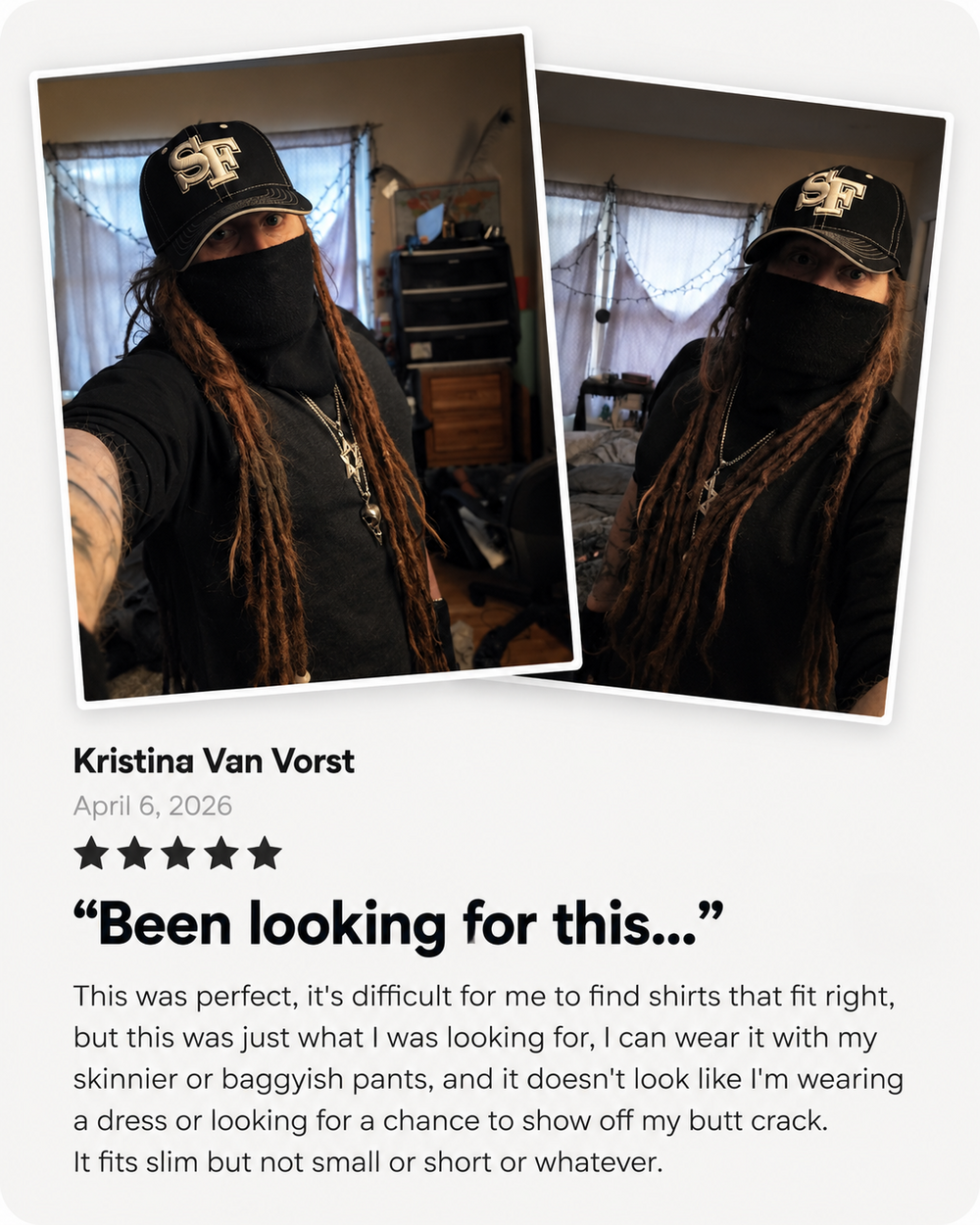 Kristina Van Vorst testimonial card with overlapping customer photos and review text