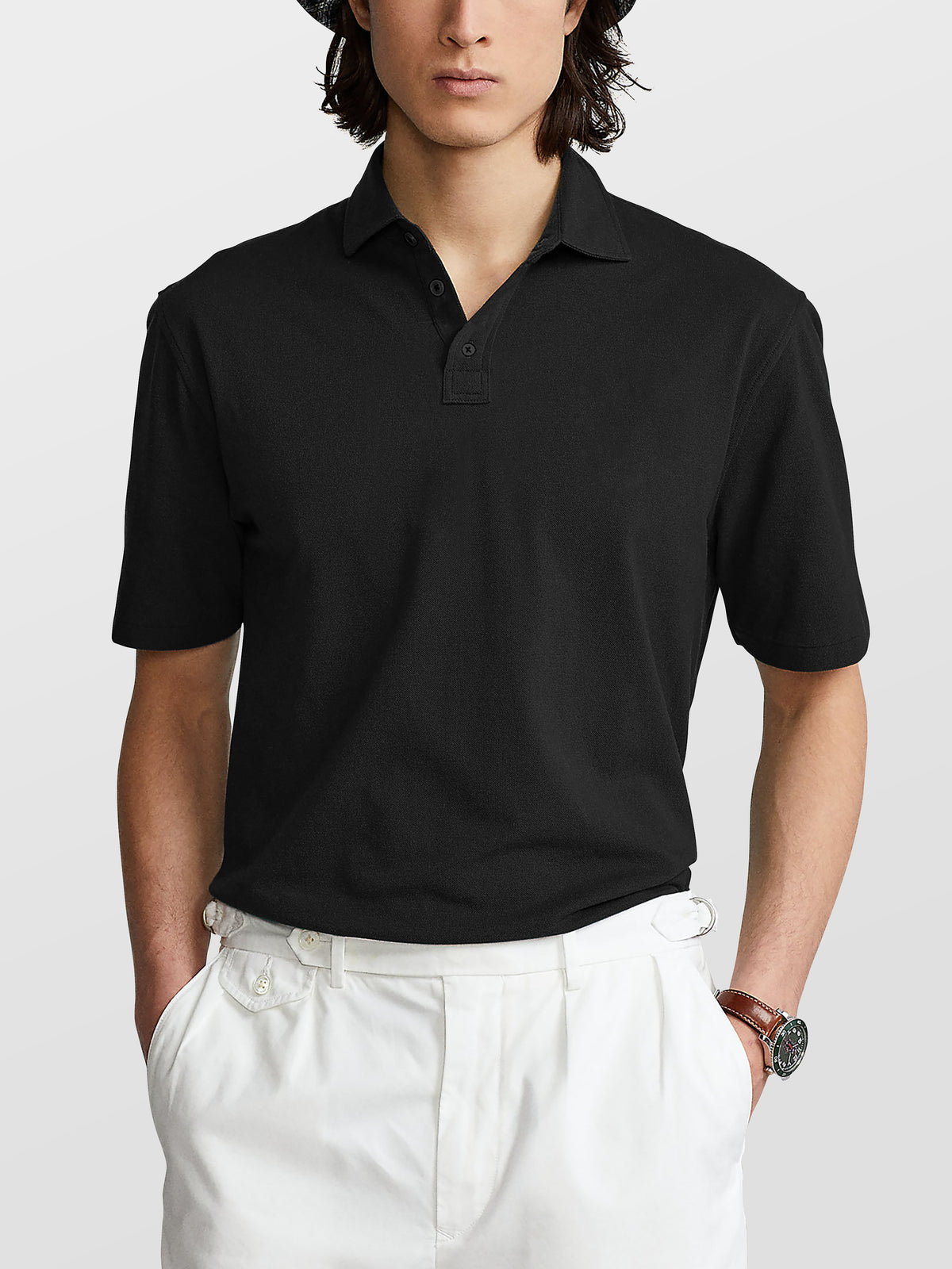 Men's Performance Polo Shirt Black – Wholesale Blank Athletic Polo | Hat and Beyond