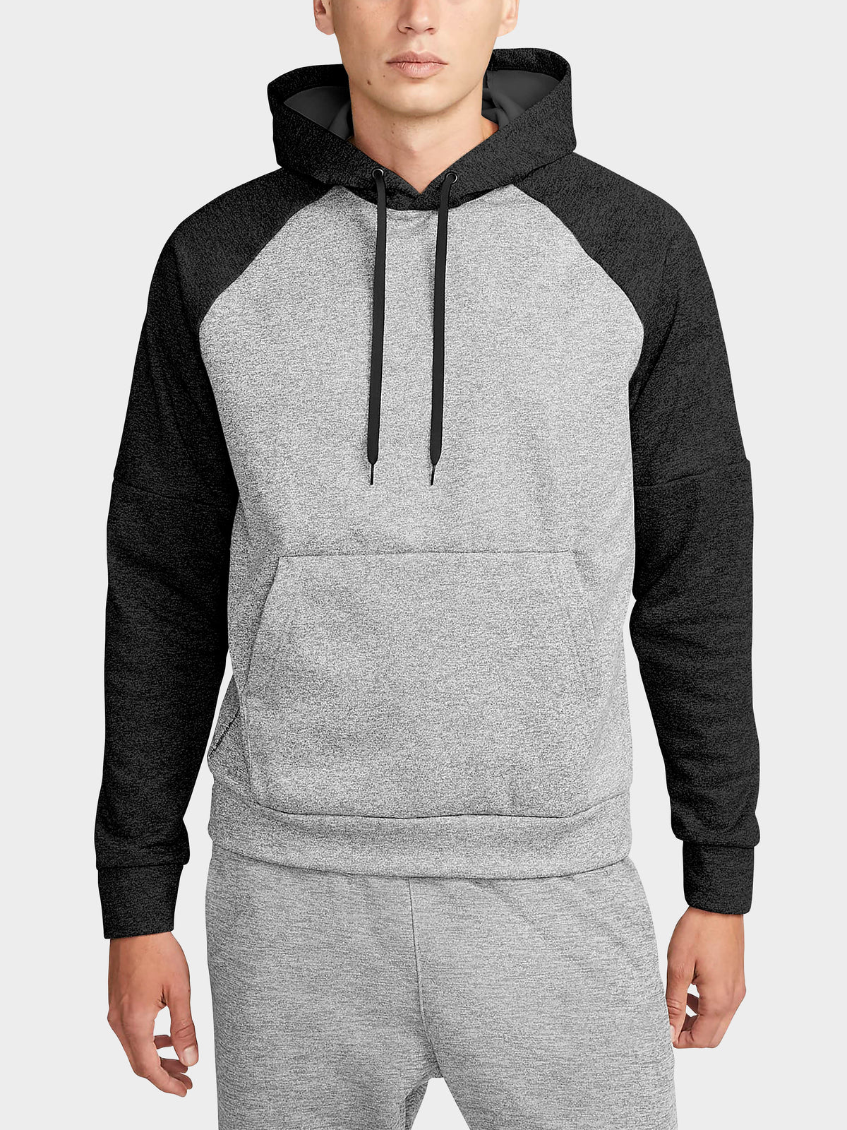 Men's Raglan Pullover Hoodie Black/Charcoal – Wholesale Blank Pullover Hoodie | Hat and Beyond