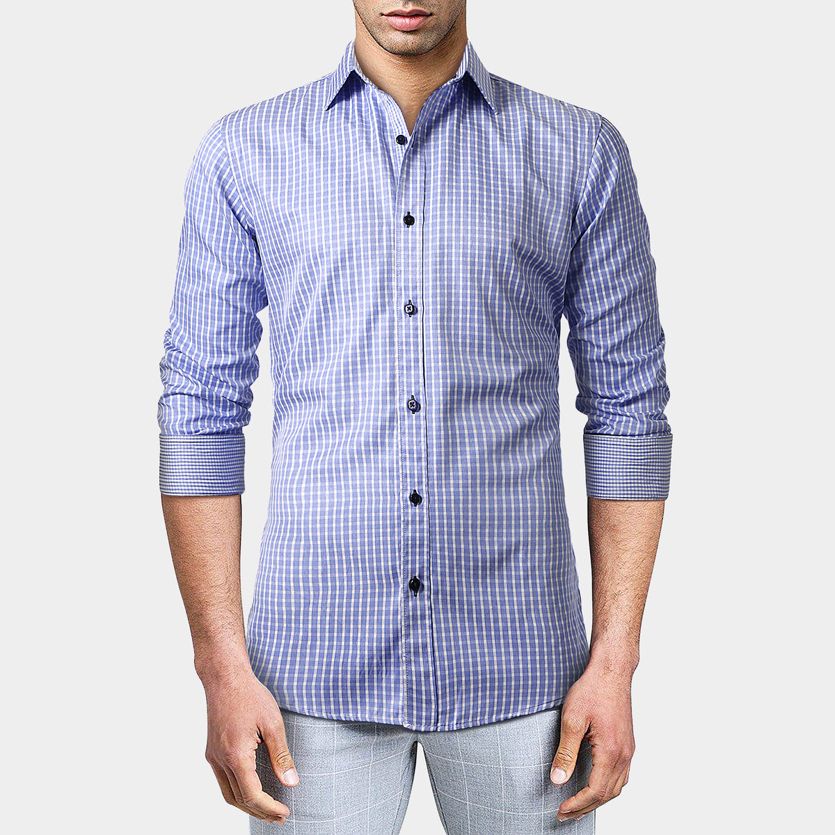 Men’s Long Sleeve Button Down Shirts in classic shirts_formal shirts_formal shirts for men_formal clothes for men_button down shirt_button down_mens long sleeve button down_Blue Ch