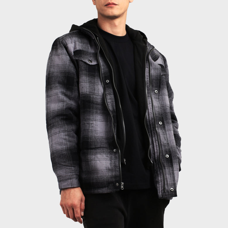 Men’s Flannel Hooded Jacket in flannel jacket_flannel shirt jacket_sherpa lined flannel_flannel jacket with hood_mens flannel jacket_quilted flannel jacket_flannel lined jacket_Cha