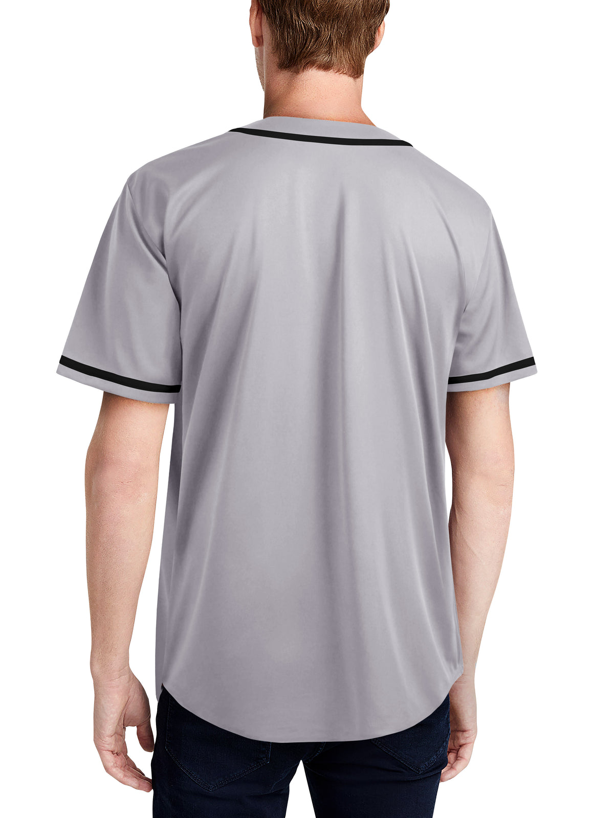 Men’s Team Sports Printable Blank Baseball Jersey Collar Button Up Shirts in Gray - Hat and Beyond baseball jersey