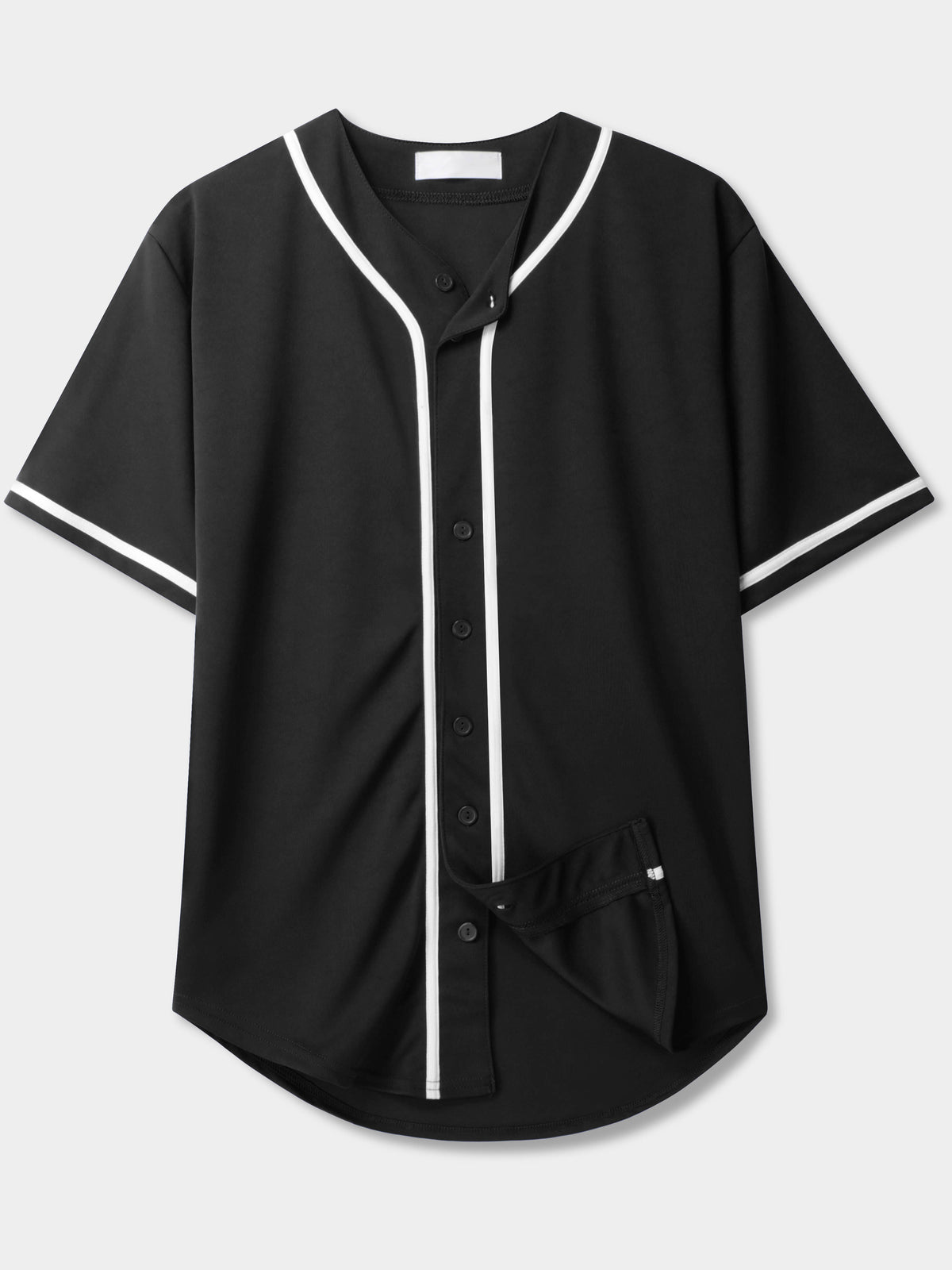 Men’s Team Sports Printable Blank Baseball Jersey Collar Button Up Shirts in Black - Hat and Beyond baseball jersey