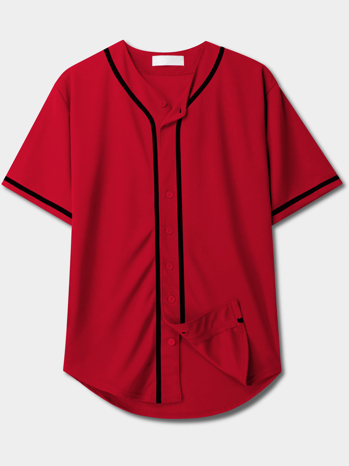 Men’s Team Sports Printable Blank Baseball Jersey Collar Button Up Shirts in Red - Hat and Beyond baseball jersey