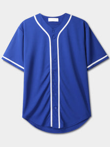 Mens Baseball Jersey MLB Plain T Shirt Team Uniform Solid Button