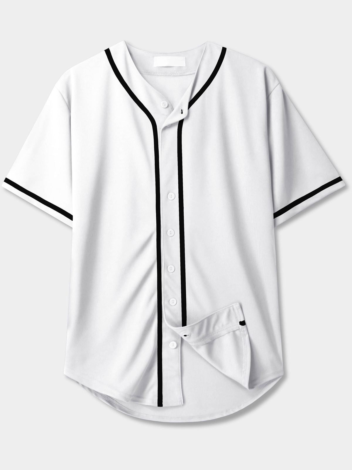 Men’s Team Sports Printable Blank Baseball Jersey Collar Button Up Shirts in White - Hat and Beyond baseball jersey