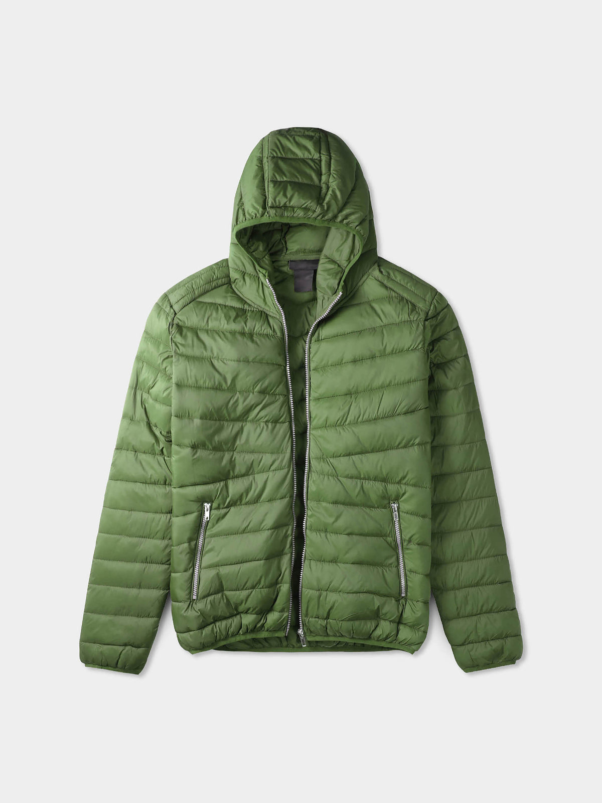 Men's Ultra Light Hooded Puffer Jacket Forest Green – Wholesale Blank Hooded Puffer Jacket | Hat and Beyond