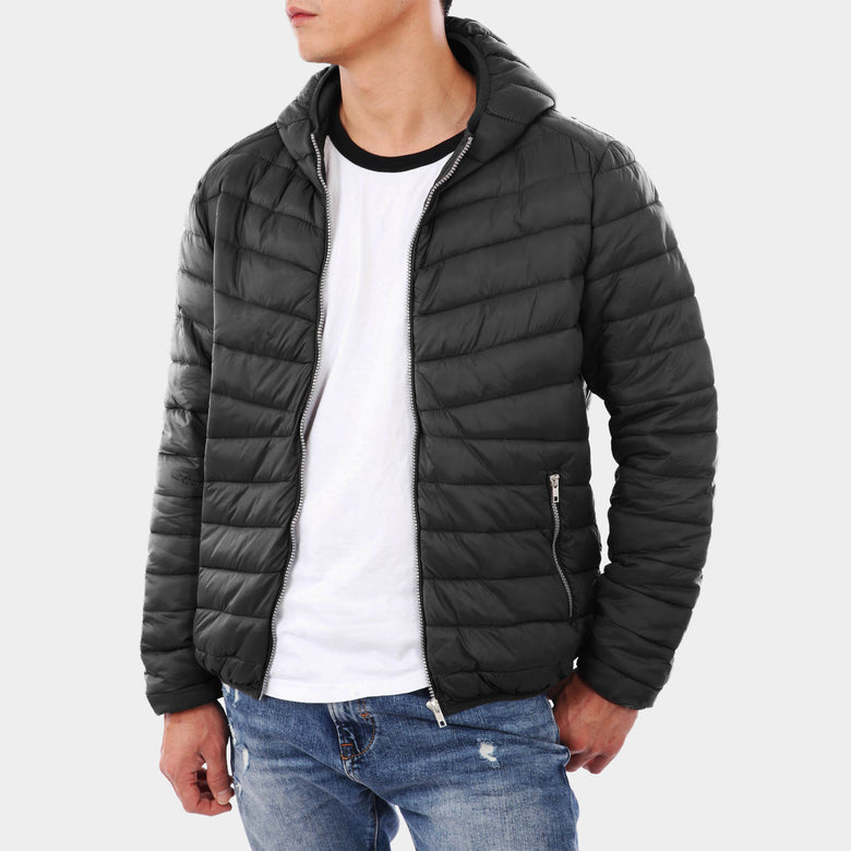 Men’s Ultra Light Hooded Puffer Jacket in puffer jacket_mens puffer jacket_bubble jacket_mens down jacket_padded jacket_hooded puffer jacket_best down jacket_Black - Hat and Beyond