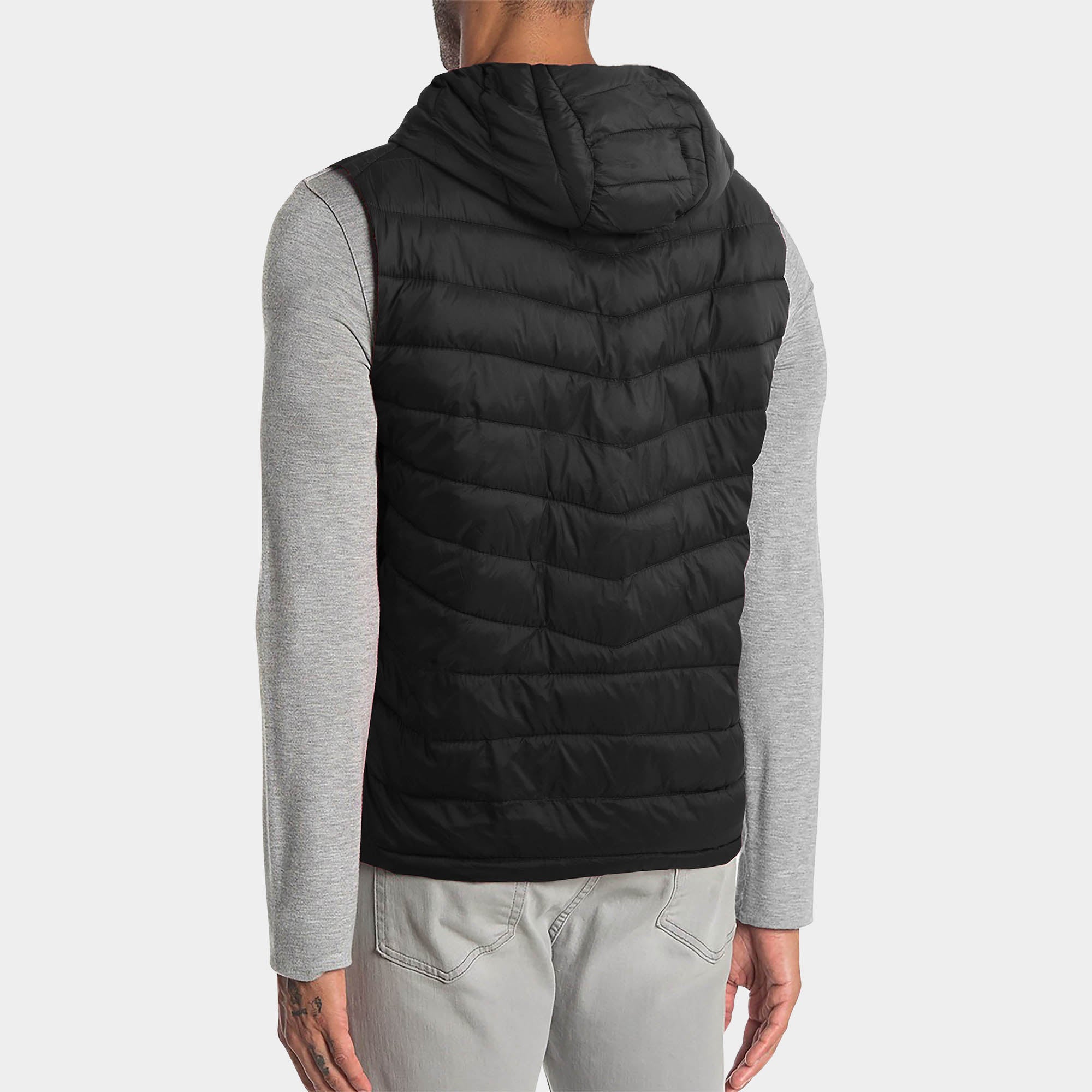 vest_mens vest_vest hoodie_mens hooded vest_puffy vest_vest jacket_mens vest jacket_winter vest_hooded down vest_Black