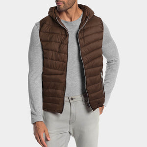 vest_mens vest_vest hoodie_mens hooded vest_puffy vest_vest jacket_mens vest jacket_winter vest_hooded down vest_Brown