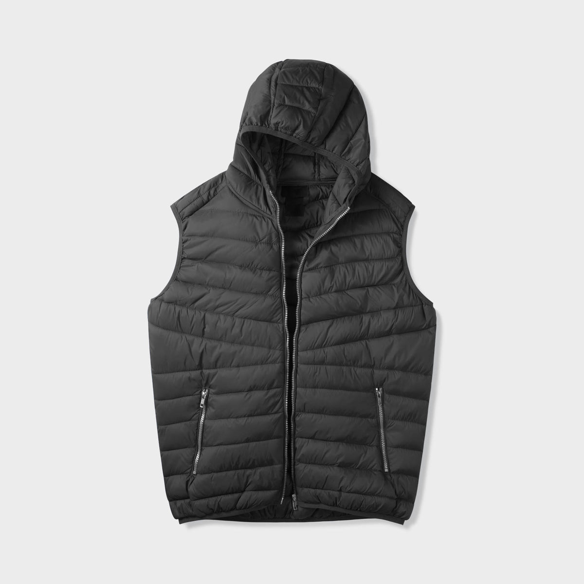 Men’s Ultra Light Hooded Puffer Vest in vest_mens vest_vest hoodie_mens hooded vest_puffy vest_vest jacket_mens vest jacket_winter vest_hooded down vest_Black - Hat and Beyond blan