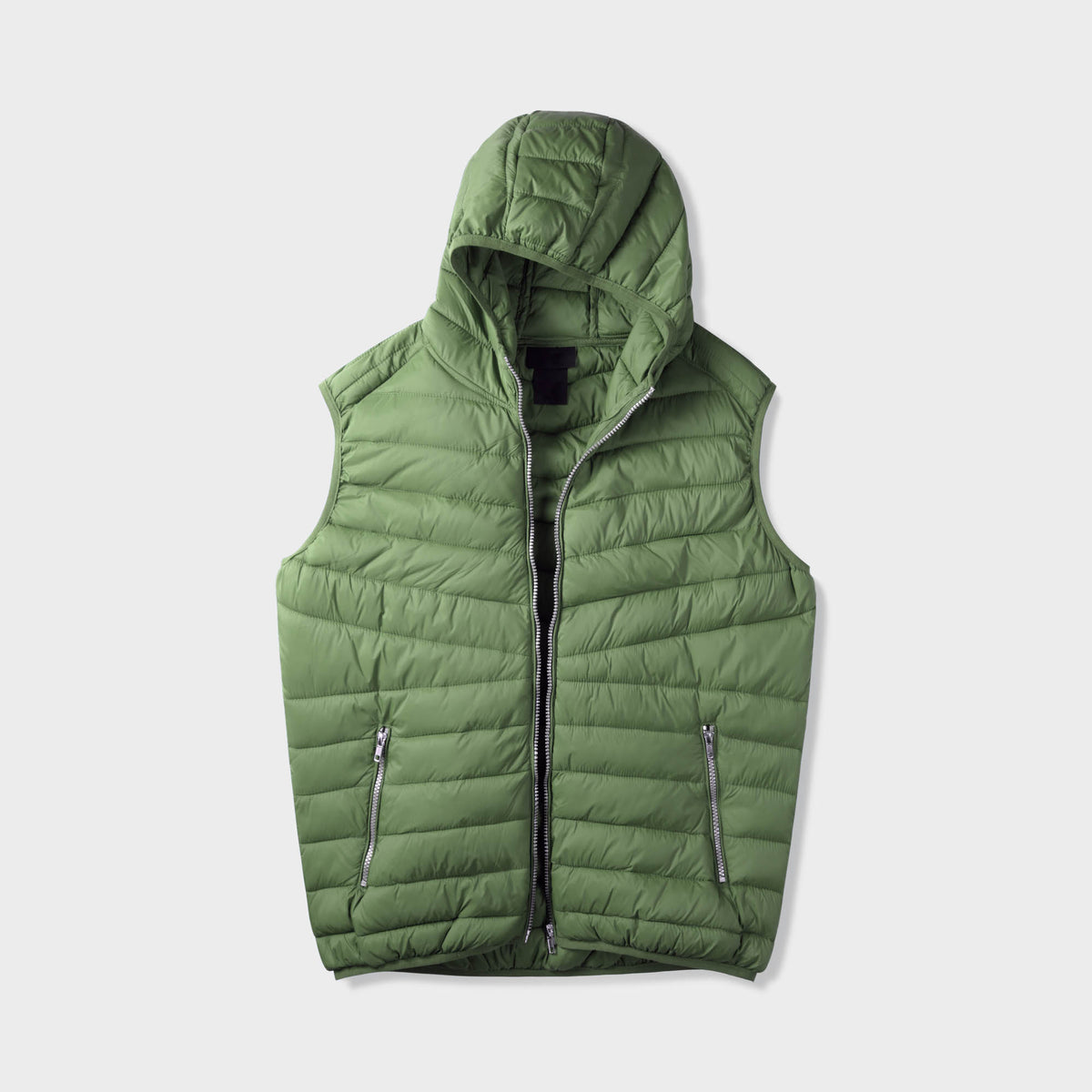 Men’s Ultra Light Hooded Puffer Vest in vest_mens vest_vest hoodie_mens hooded vest_puffy vest_vest jacket_mens vest jacket_winter vest_hooded down vest_Forest Green - Hat and Beyo
