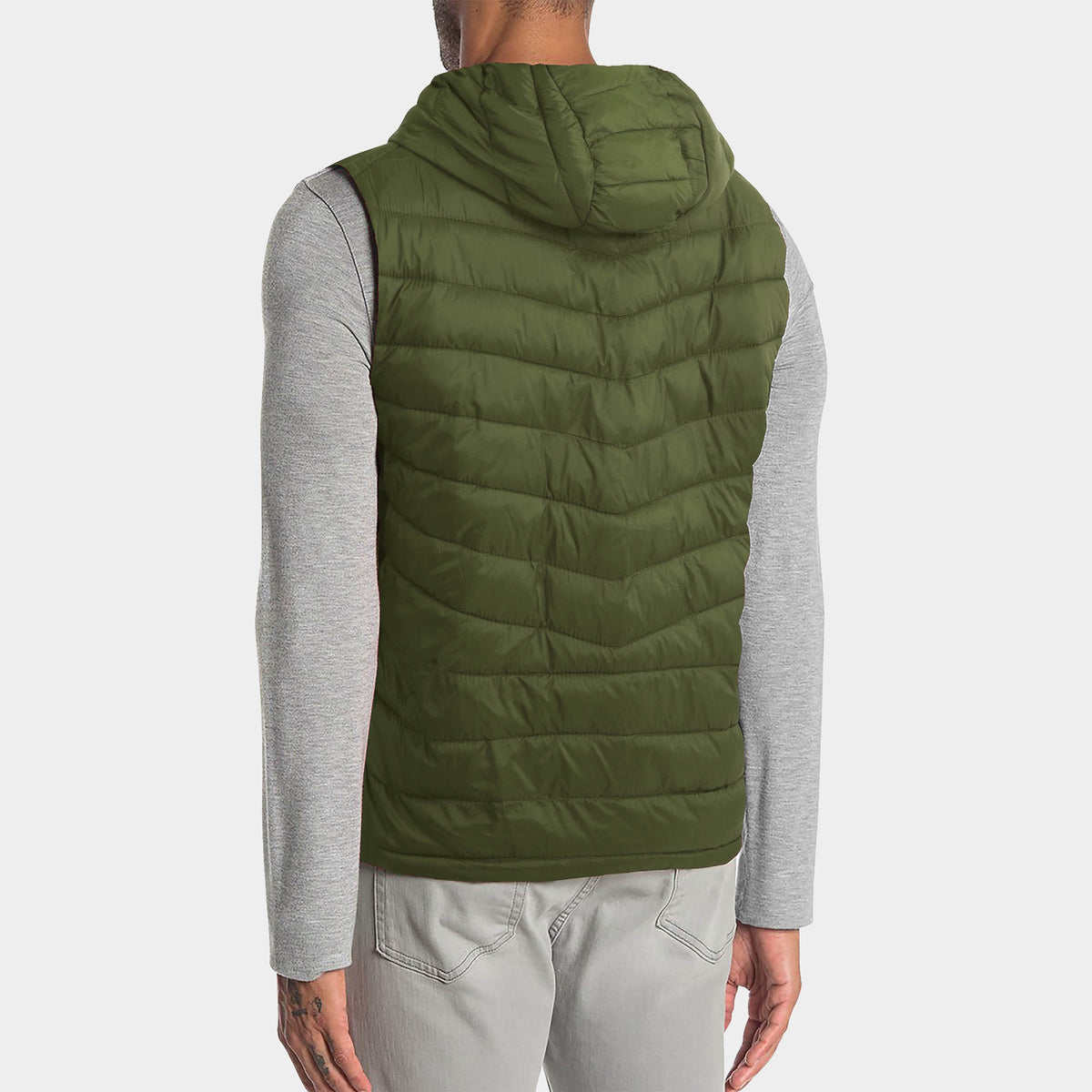 Men’s Ultra Light Hooded Puffer Vest in vest_mens vest_vest hoodie_mens hooded vest_puffy vest_vest jacket_mens vest jacket_winter vest_hooded down vest_Forest Green - Hat and Beyo