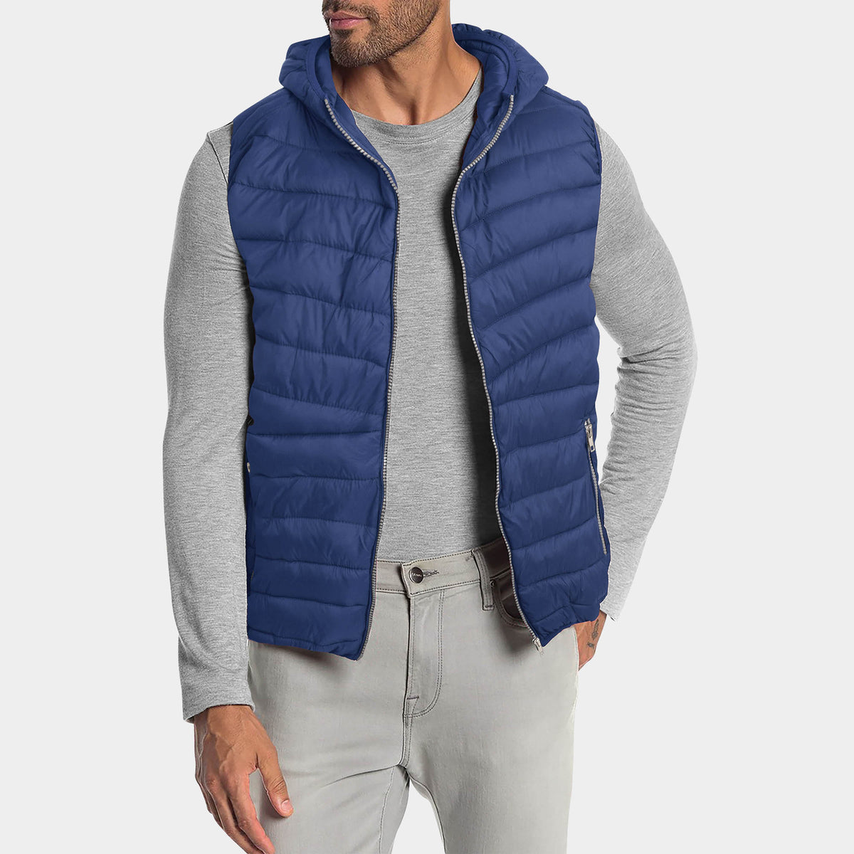 Men’s Ultra Light Hooded Puffer Vest in vest_mens vest_vest hoodie_mens hooded vest_puffy vest_vest jacket_mens vest jacket_winter vest_hooded down vest_Royal Blue - Hat and Beyond