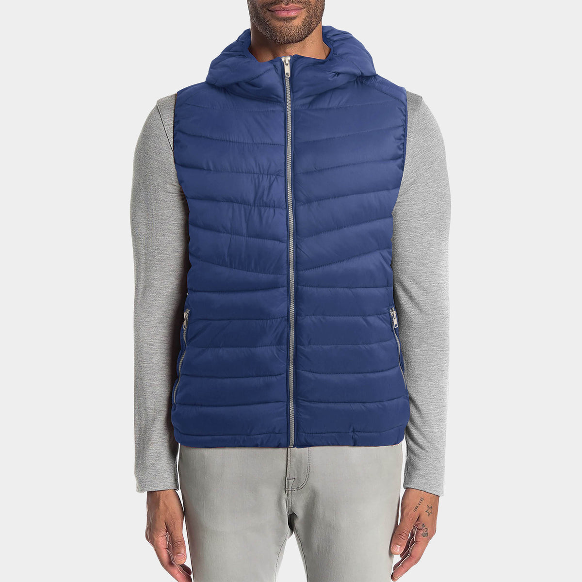 Men’s Ultra Light Hooded Puffer Vest in vest_mens vest_vest hoodie_mens hooded vest_puffy vest_vest jacket_mens vest jacket_winter vest_hooded down vest_Royal Blue - Hat and Beyond