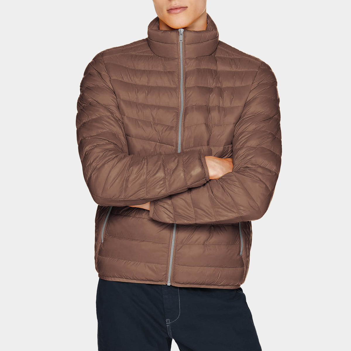 Men’s Ultra Light Puffer Jacket in puffer jacket_mens puffer jacket_bubble jacket_mens down jacket_padded jacket_packable down jacket_best down jacket_Brown - Hat and Beyond outerw
