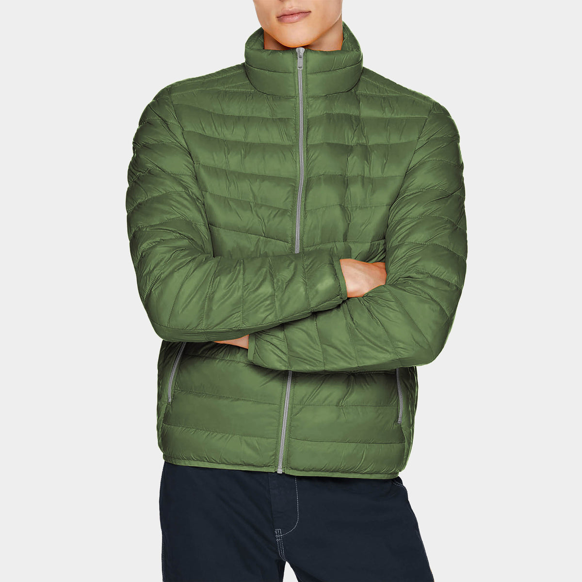 Men’s Ultra Light Puffer Jacket in puffer jacket_mens puffer jacket_bubble jacket_mens down jacket_padded jacket_packable down jacket_best down jacket_Forest Green - Hat and Beyond