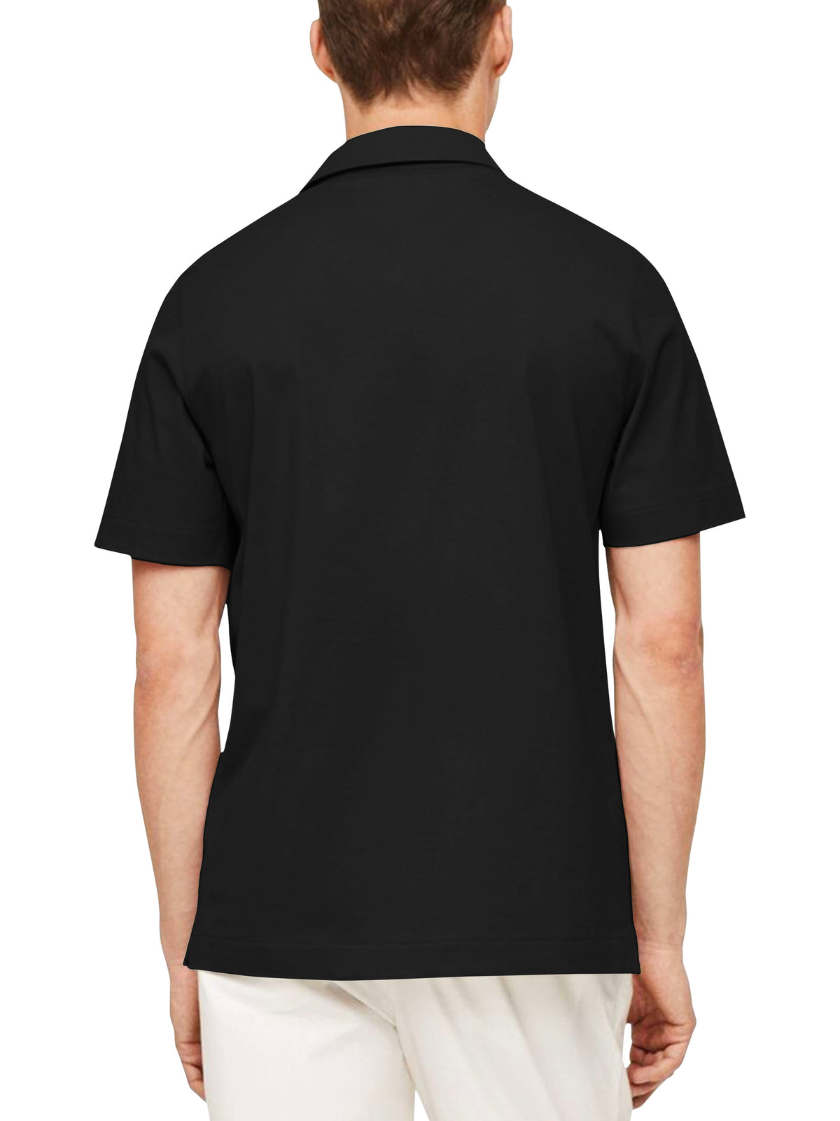 Men’s Premium Quick Dry Polo Collar Shirt Short Sleeve Moisture Wicking Fabric in Black - Hat and Beyond polo shirt