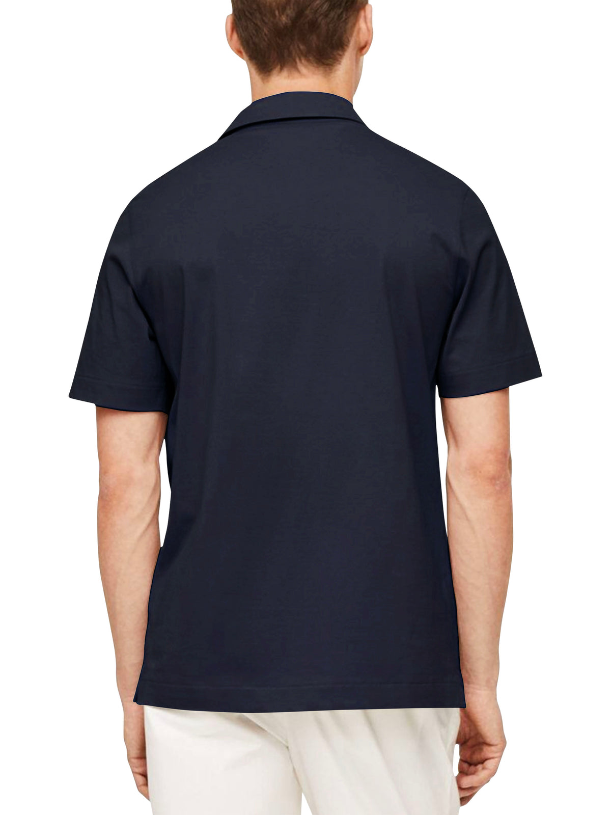 Men’s Premium Quick Dry Polo Collar Shirt Short Sleeve Moisture Wicking Fabric in Navy - Hat and Beyond polo shirt