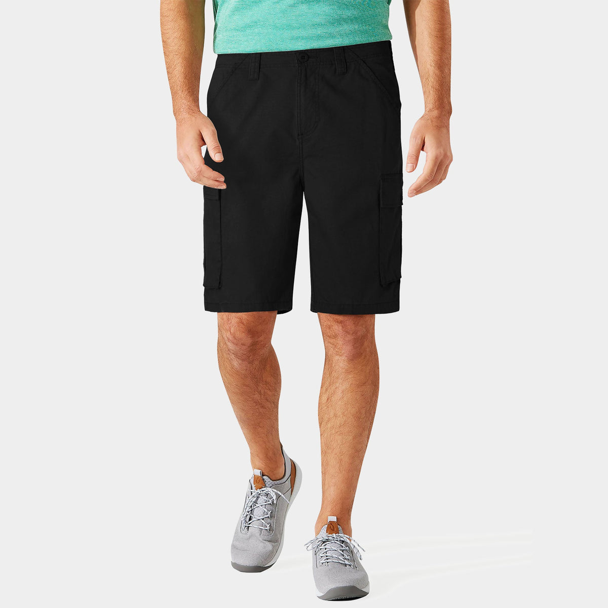 Men’s Casual Comfortable Lightweight Multi Pocket Cargo Shorts 2-Pack in Black/Khaki - Hat and Beyond casual shorts